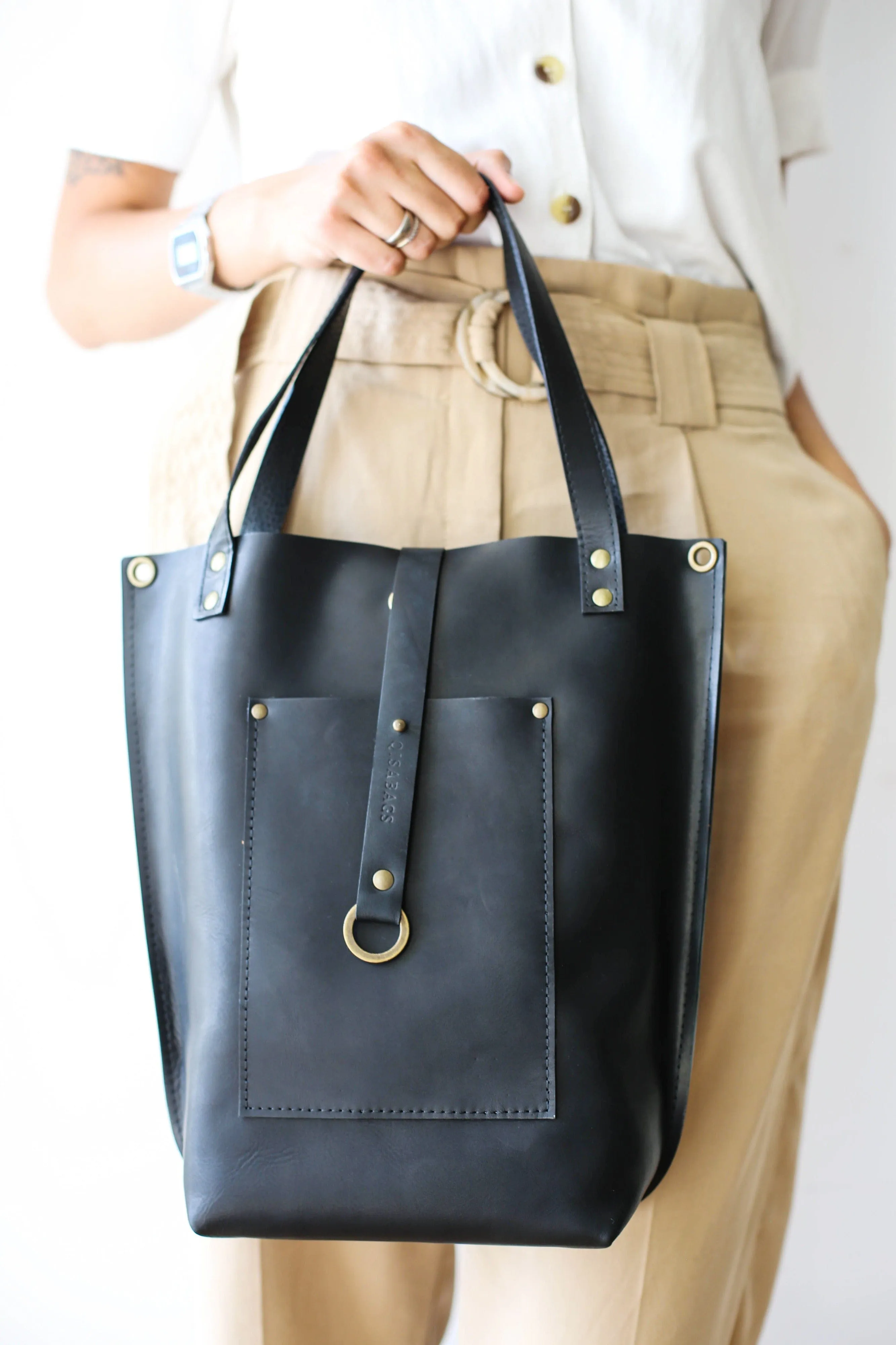 Black Leather Tote