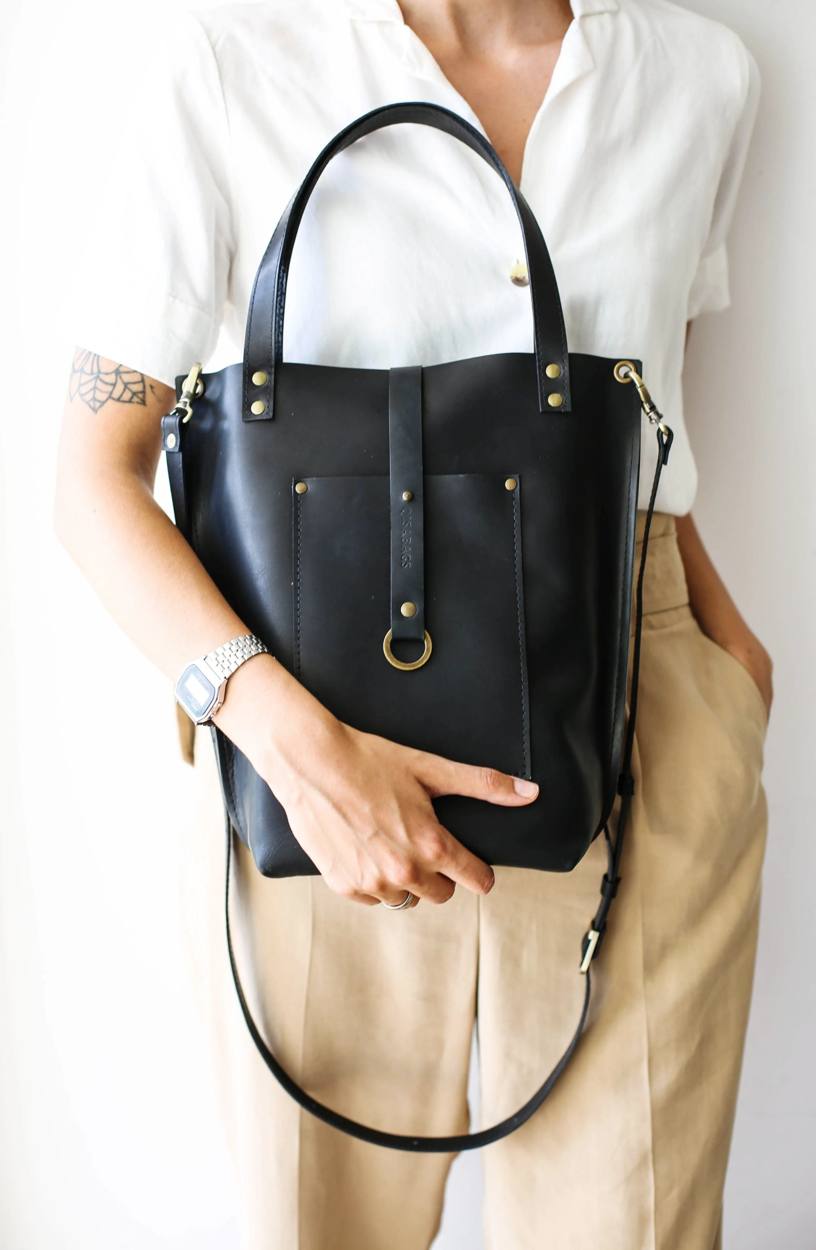 Black Leather Tote