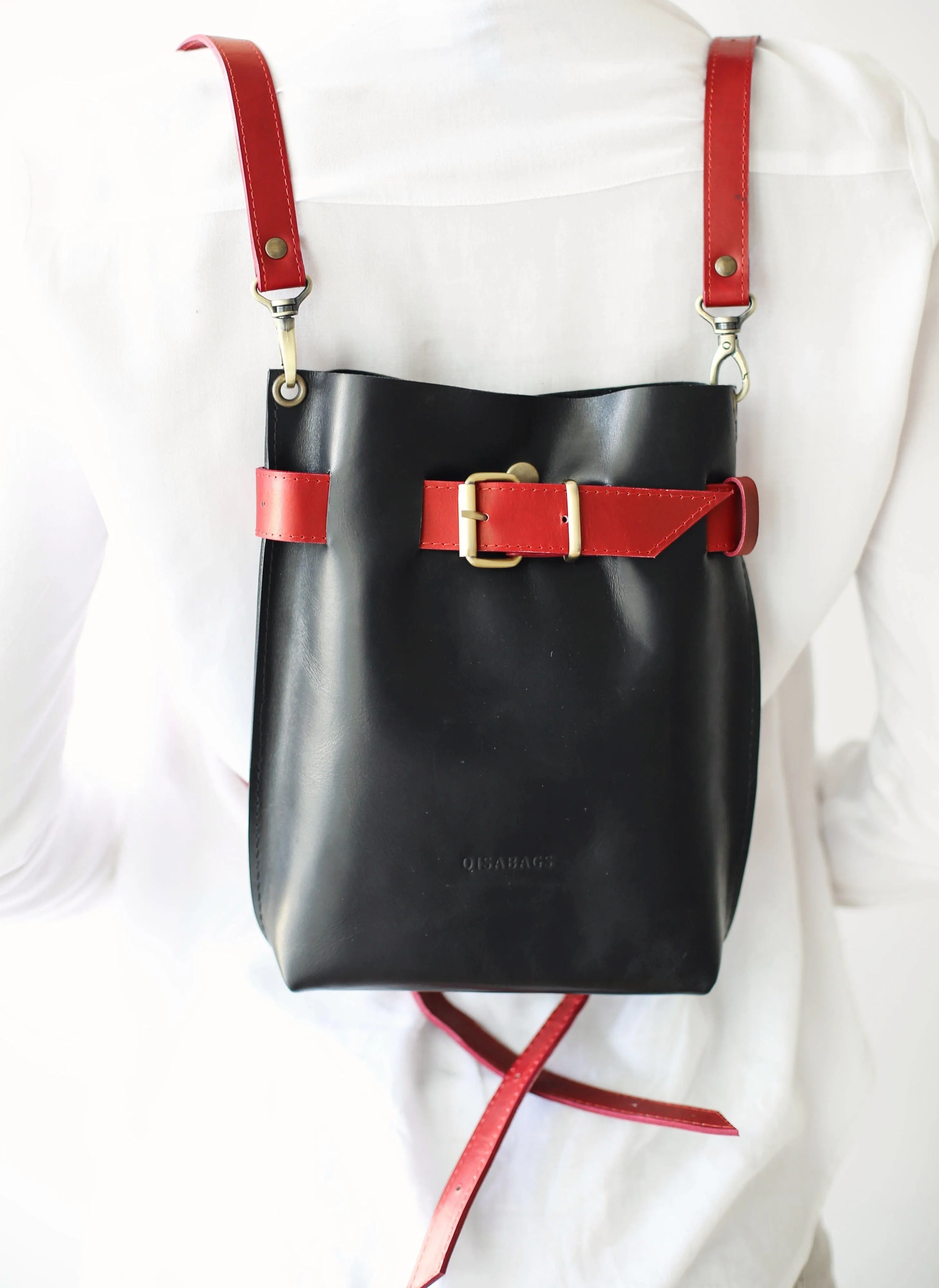 Black w/Red Leather Bag