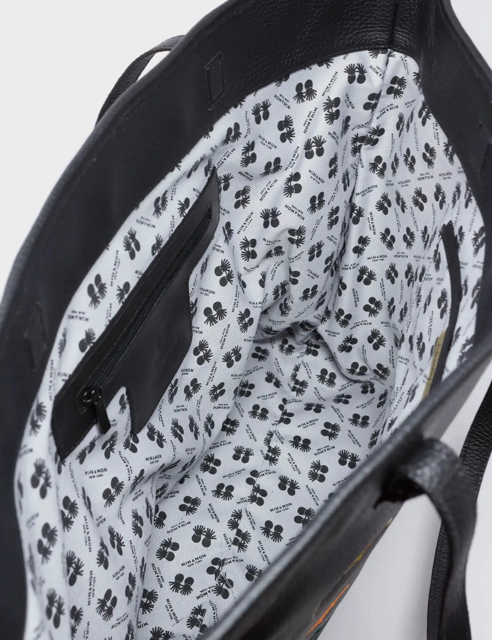 Bruno Black Leather Tote Bag - Eye Love New York Embroidery
