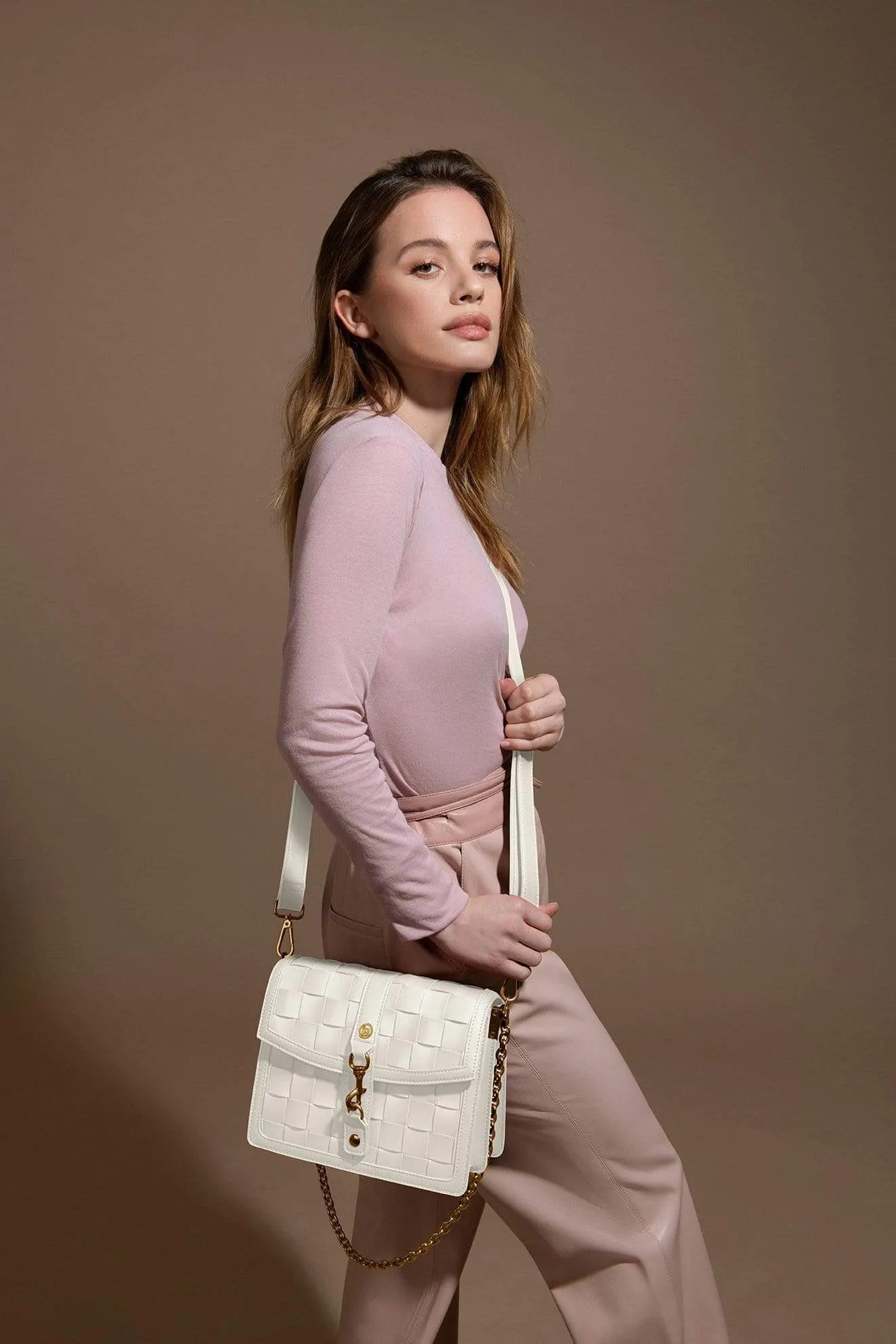 Daisy Vegan Leather Shoulder & Crossbody Bag | White