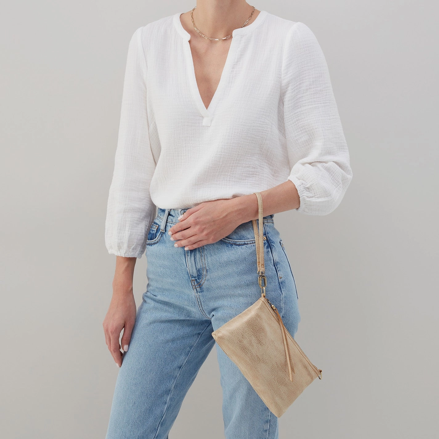 Darcy Crossbody In Metallic Leather - Gold Leaf