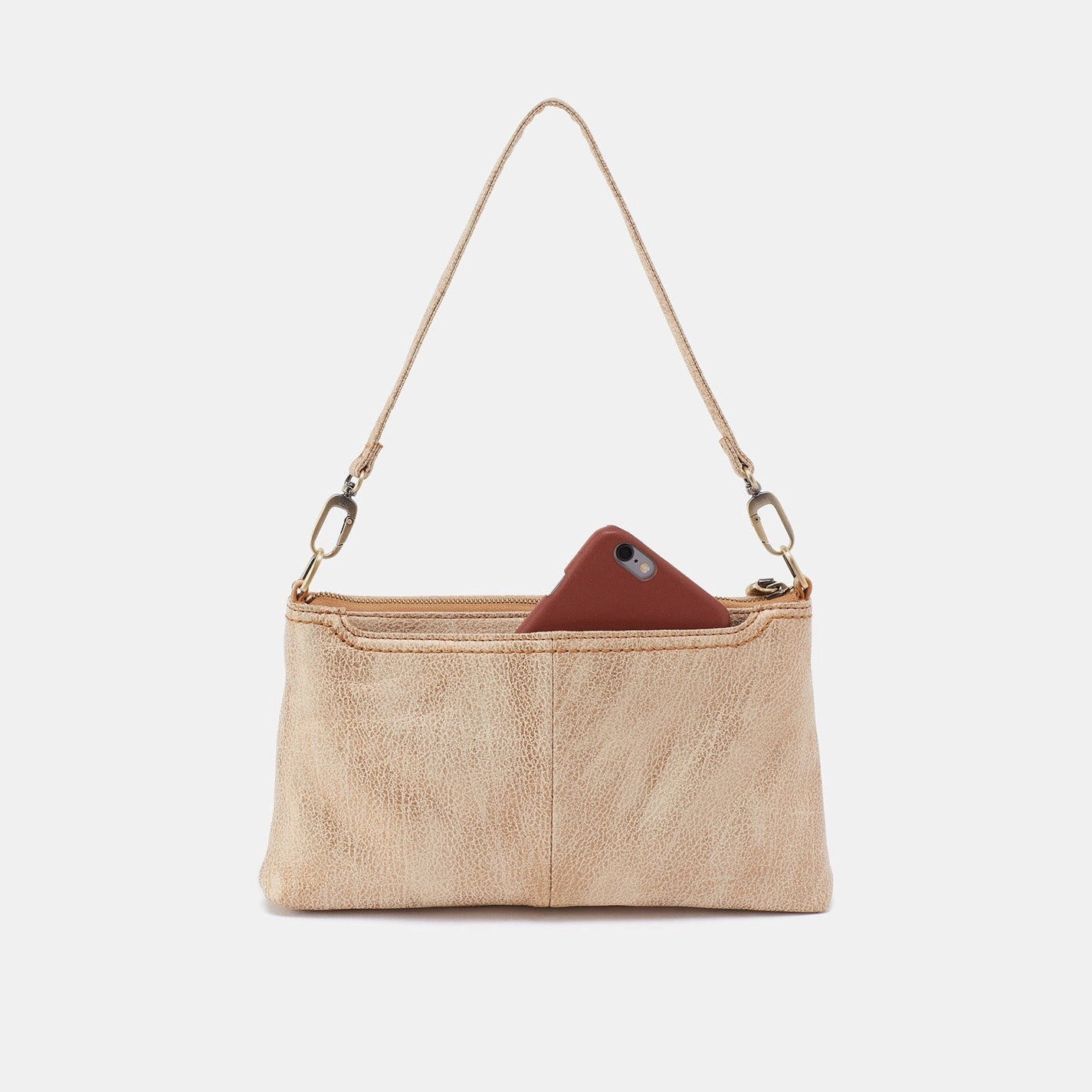 Darcy Crossbody In Metallic Leather - Gold Leaf