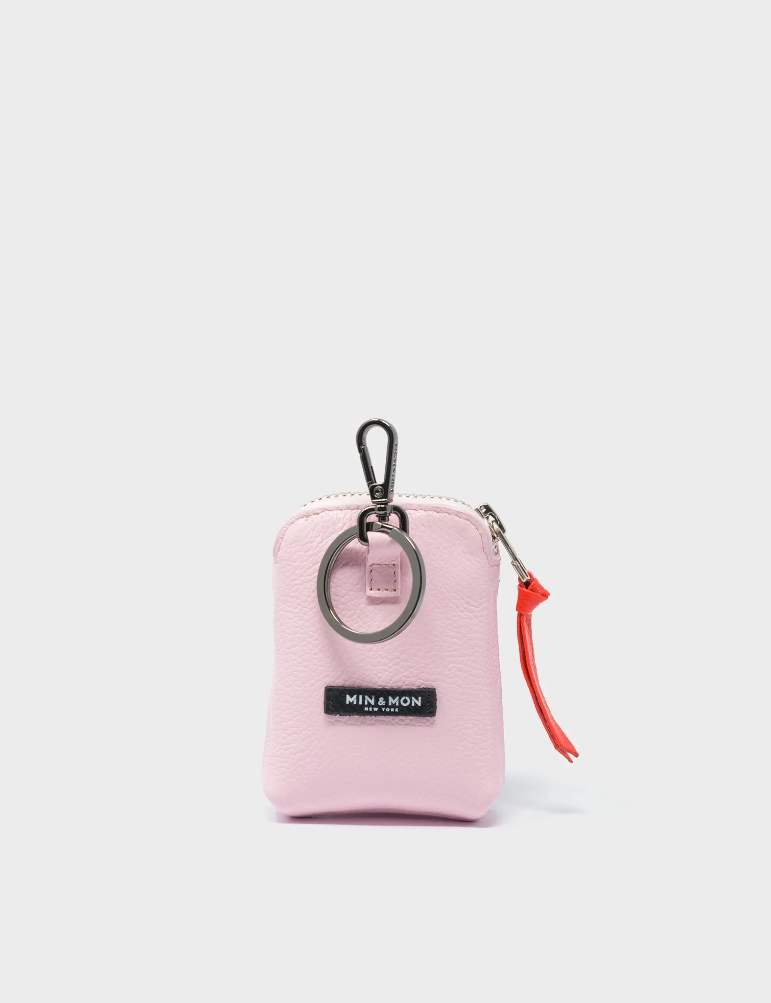 Florence Pouch Charm - Parfait Pink Leather Keychain Vintage Bloom Embroidery
