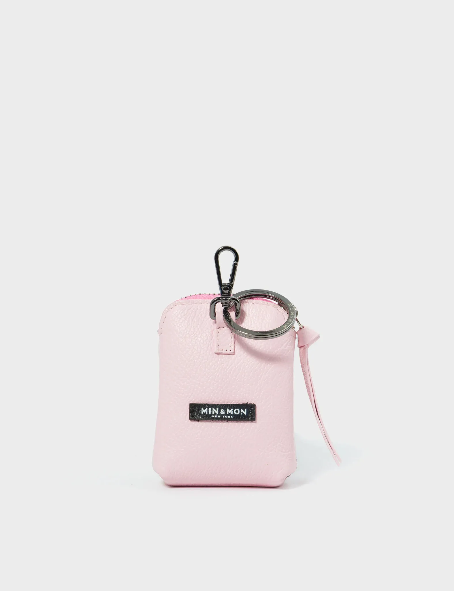 Florence Pouch Charm  - Parfait Pink Leather Keychain Vintage Bloom Print