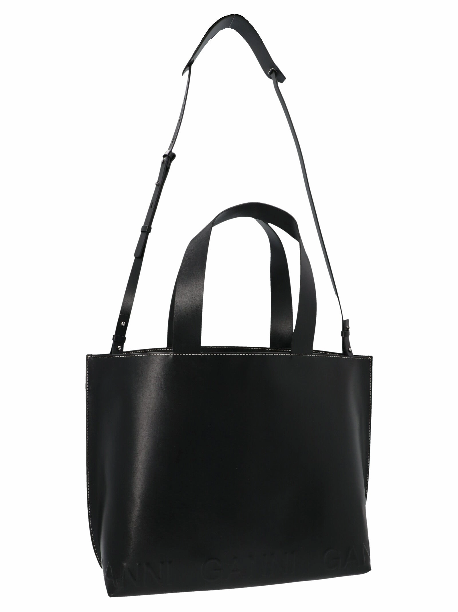 Ganni Logo Embossed Tote Bag