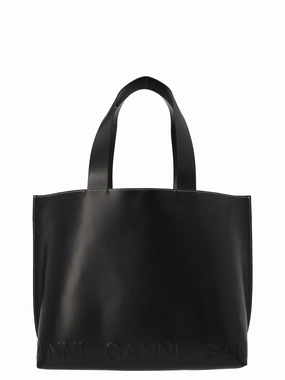 Ganni Logo Embossed Tote Bag