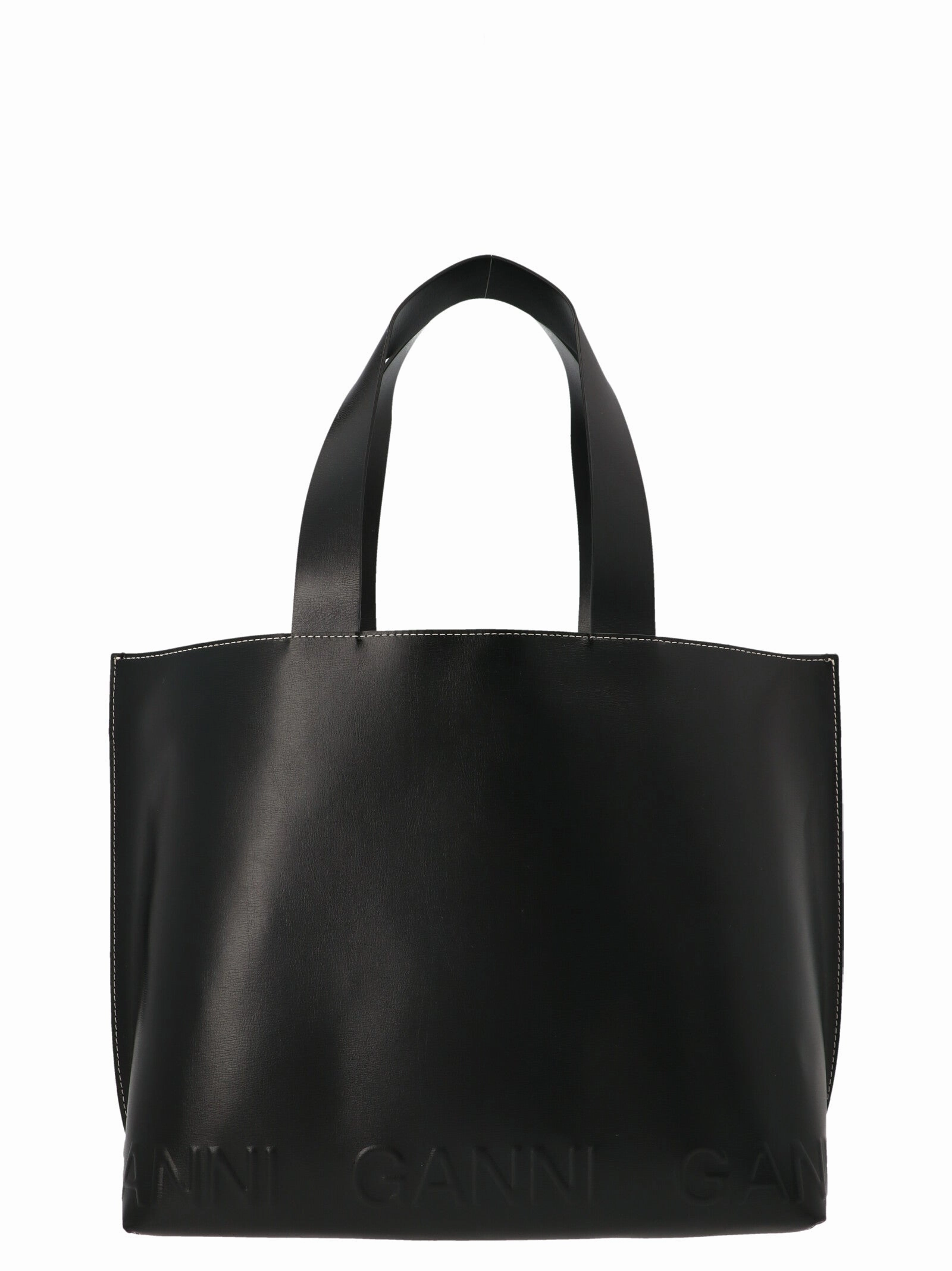 Ganni Logo Embossed Tote Bag