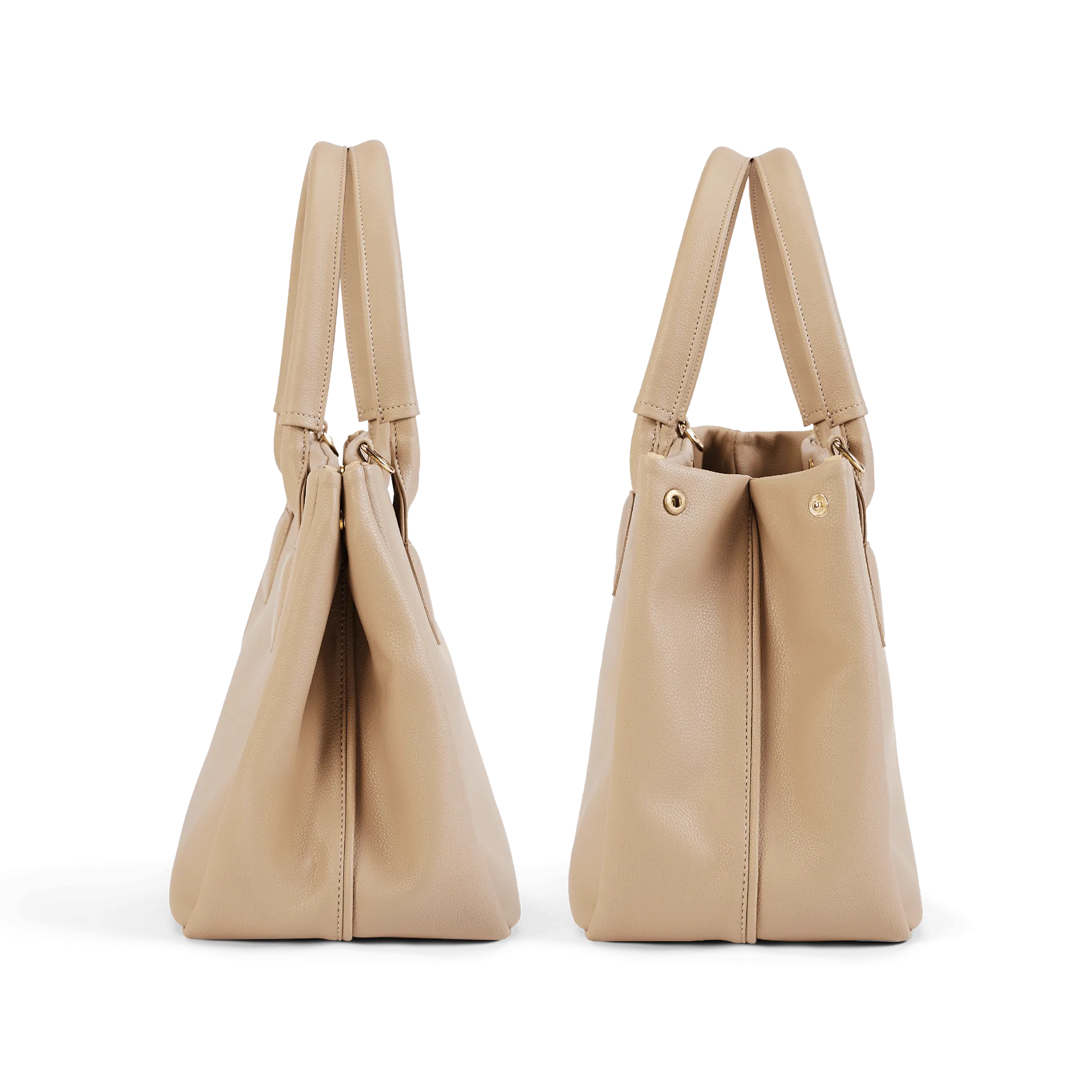 Indy Vegan Leather Tote Bag | Beige