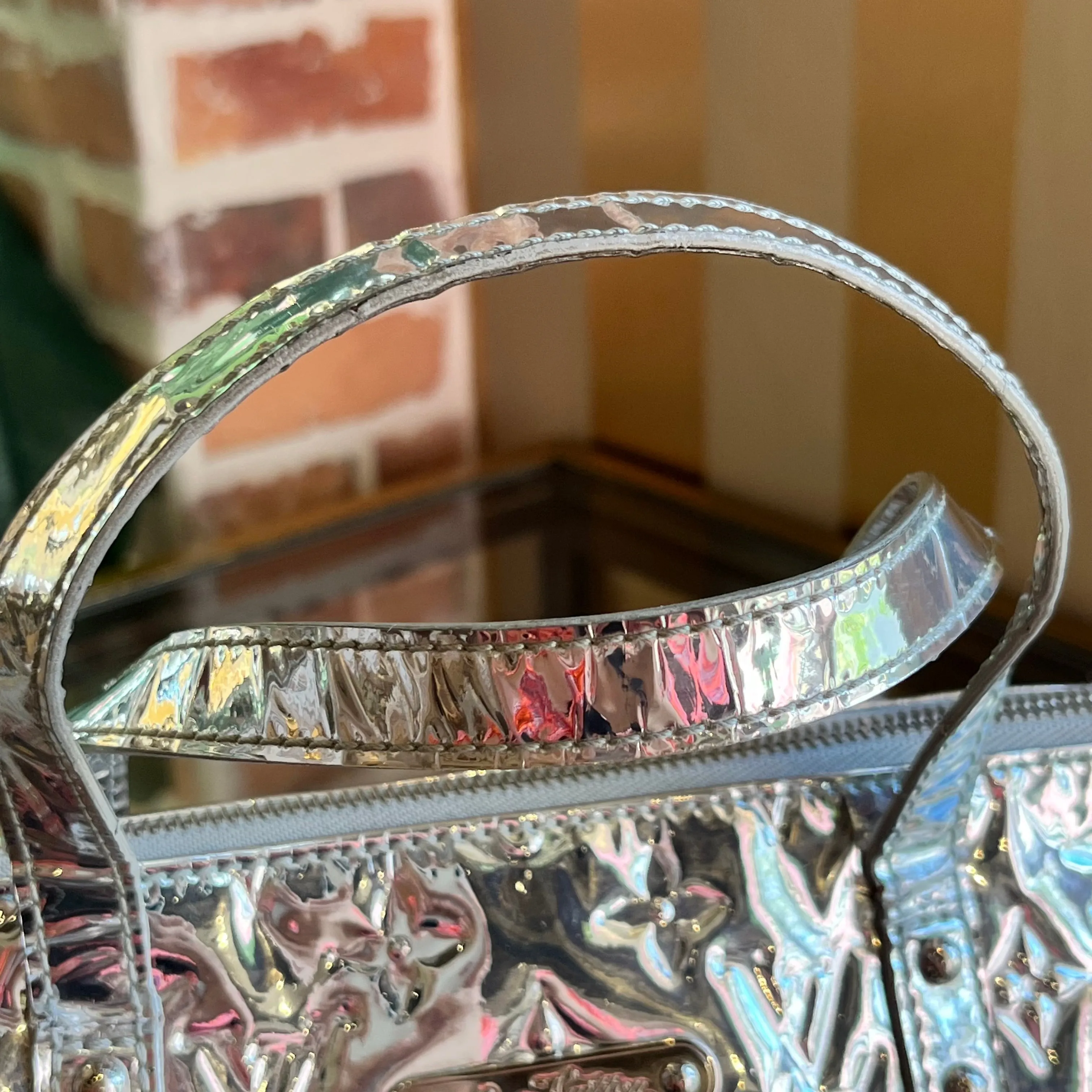 LOUIS VUITTON Bellevue PM Silver Monogram Miroir Tote Bag