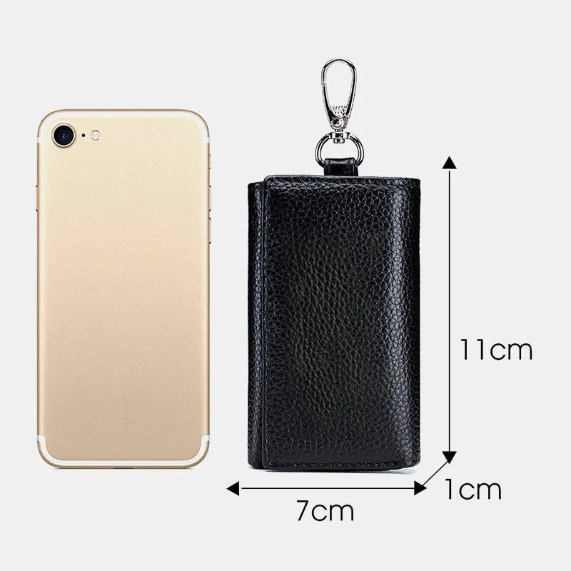 Men Genuine Leather Multifunctional Key Storage Purse Keychain Bag Hanging Wallet