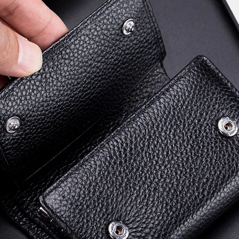 Men Genuine Leather Multifunctional Key Storage Purse Keychain Bag Hanging Wallet