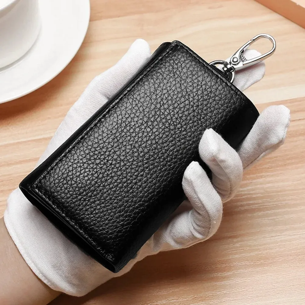 Men Genuine Leather Multifunctional Key Storage Purse Keychain Bag Hanging Wallet