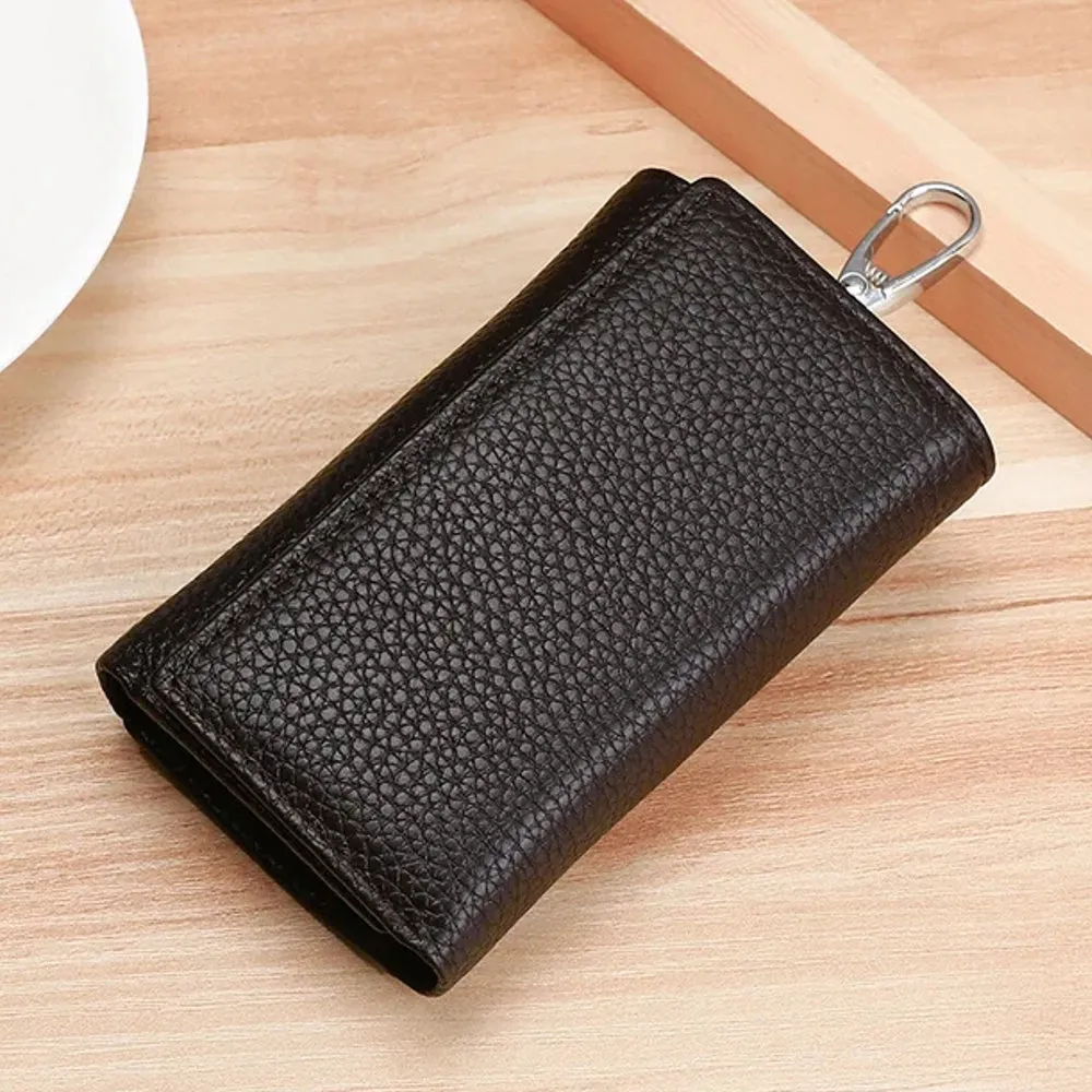 Men Genuine Leather Multifunctional Key Storage Purse Keychain Bag Hanging Wallet