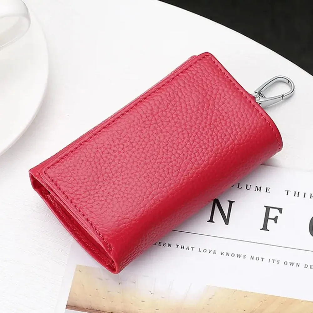 Men Genuine Leather Multifunctional Key Storage Purse Keychain Bag Hanging Wallet