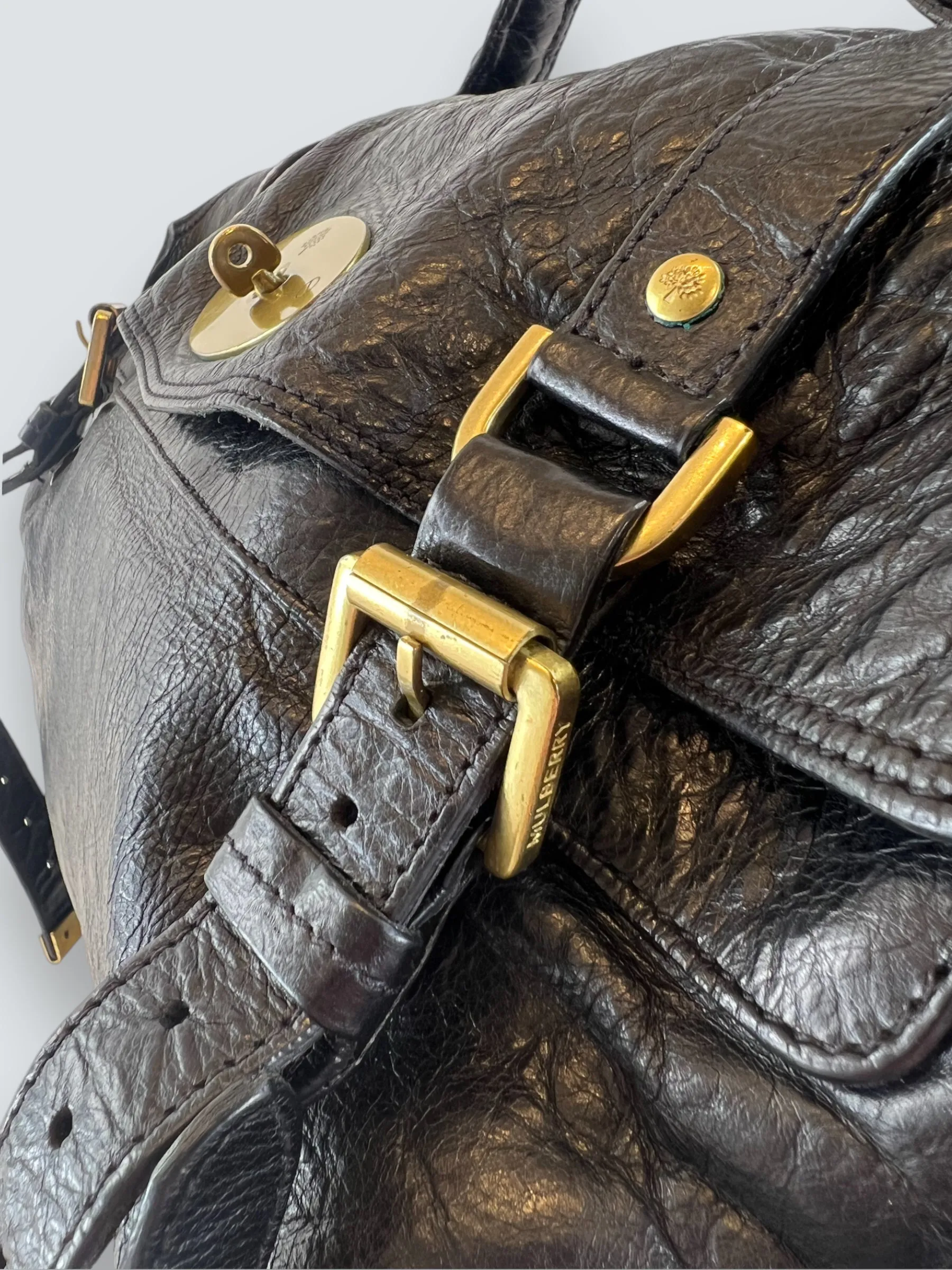 Mulberry Black Leather Alexa Satchel