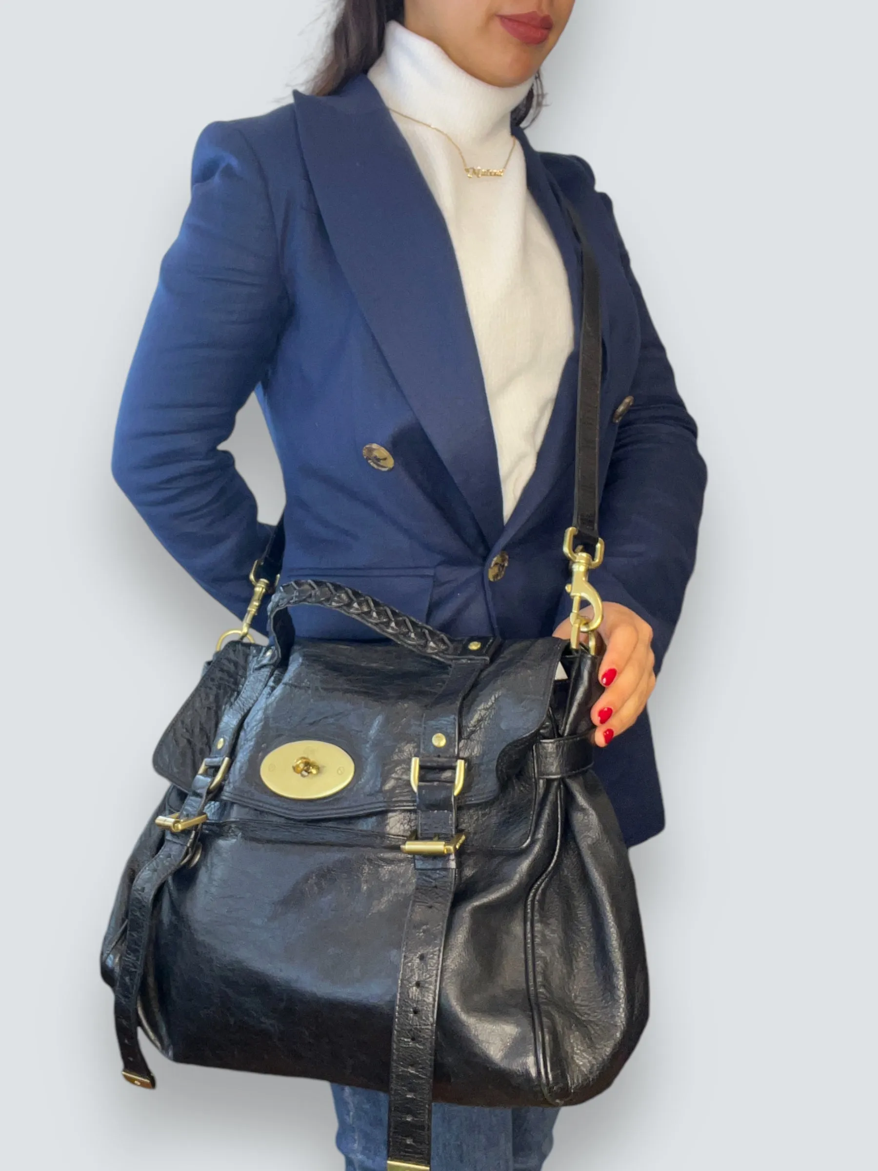 Mulberry Black Leather Alexa Satchel