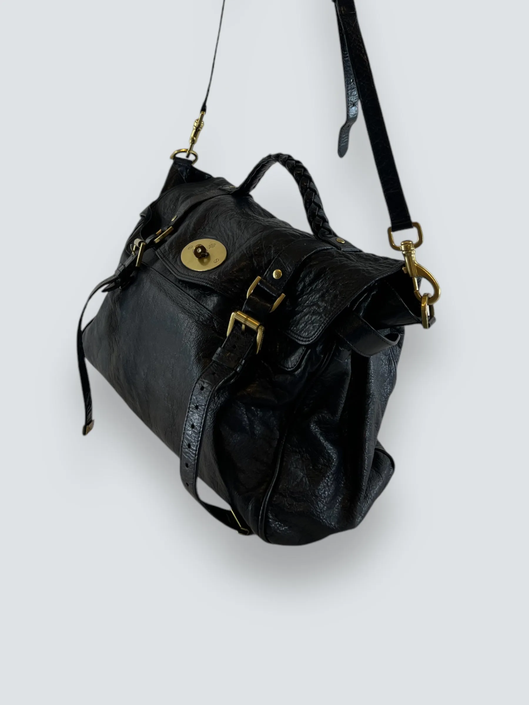 Mulberry Black Leather Alexa Satchel
