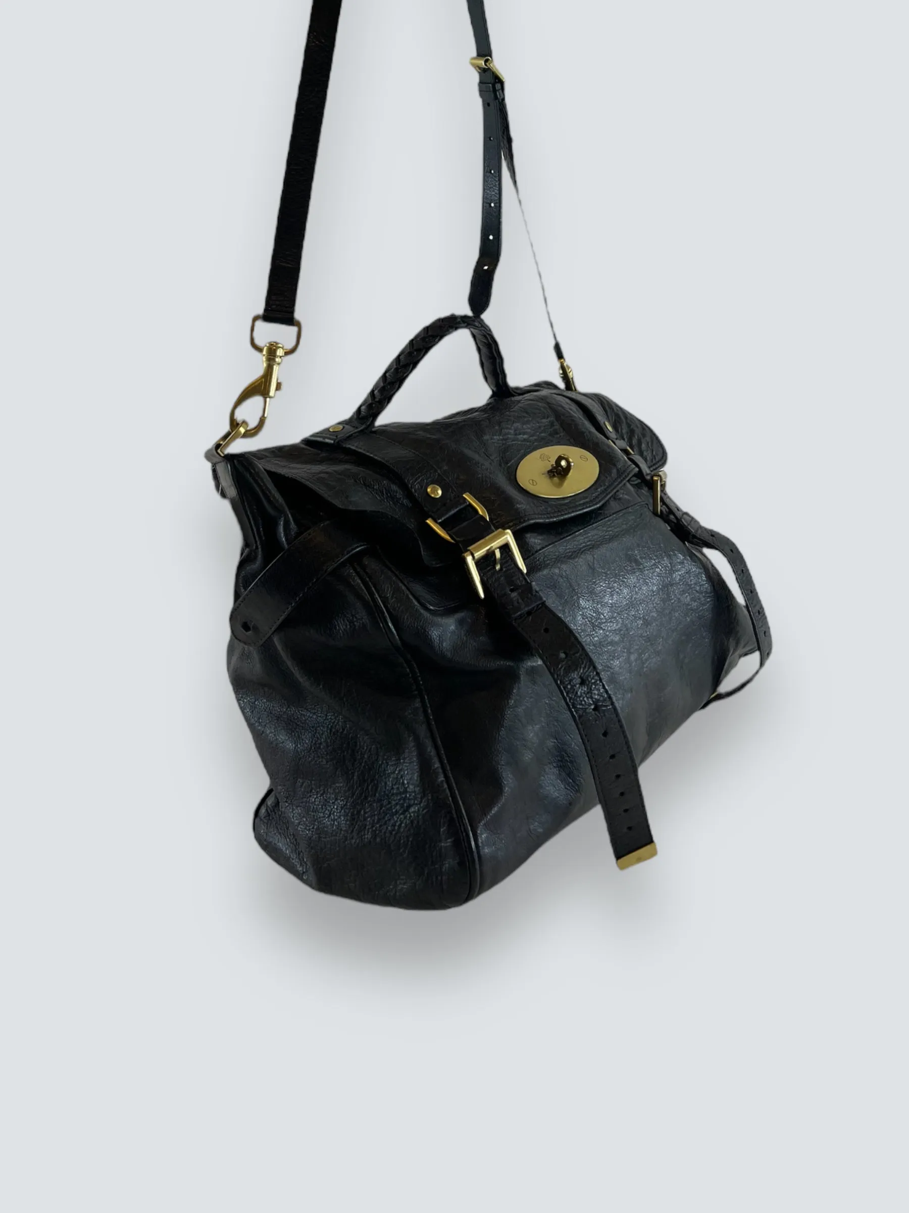 Mulberry Black Leather Alexa Satchel