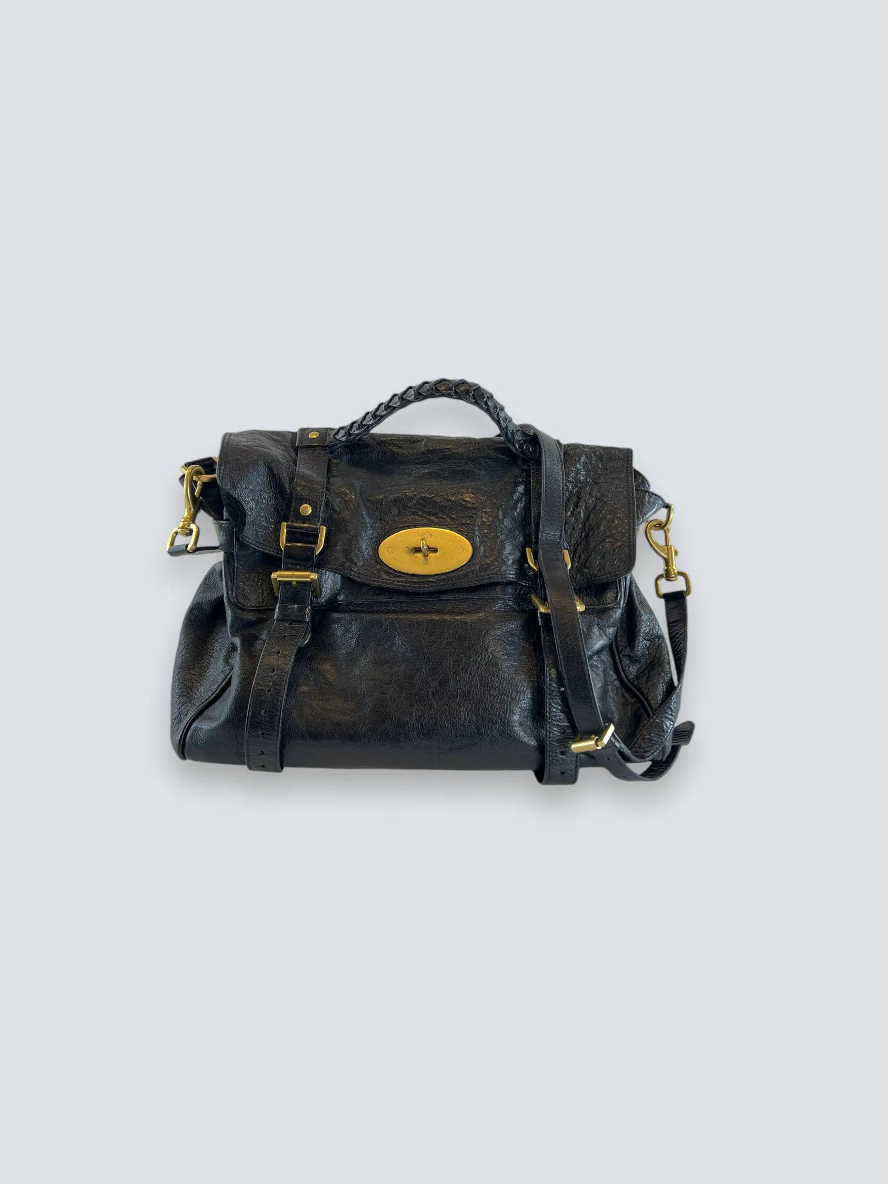 Mulberry Black Leather Alexa Satchel