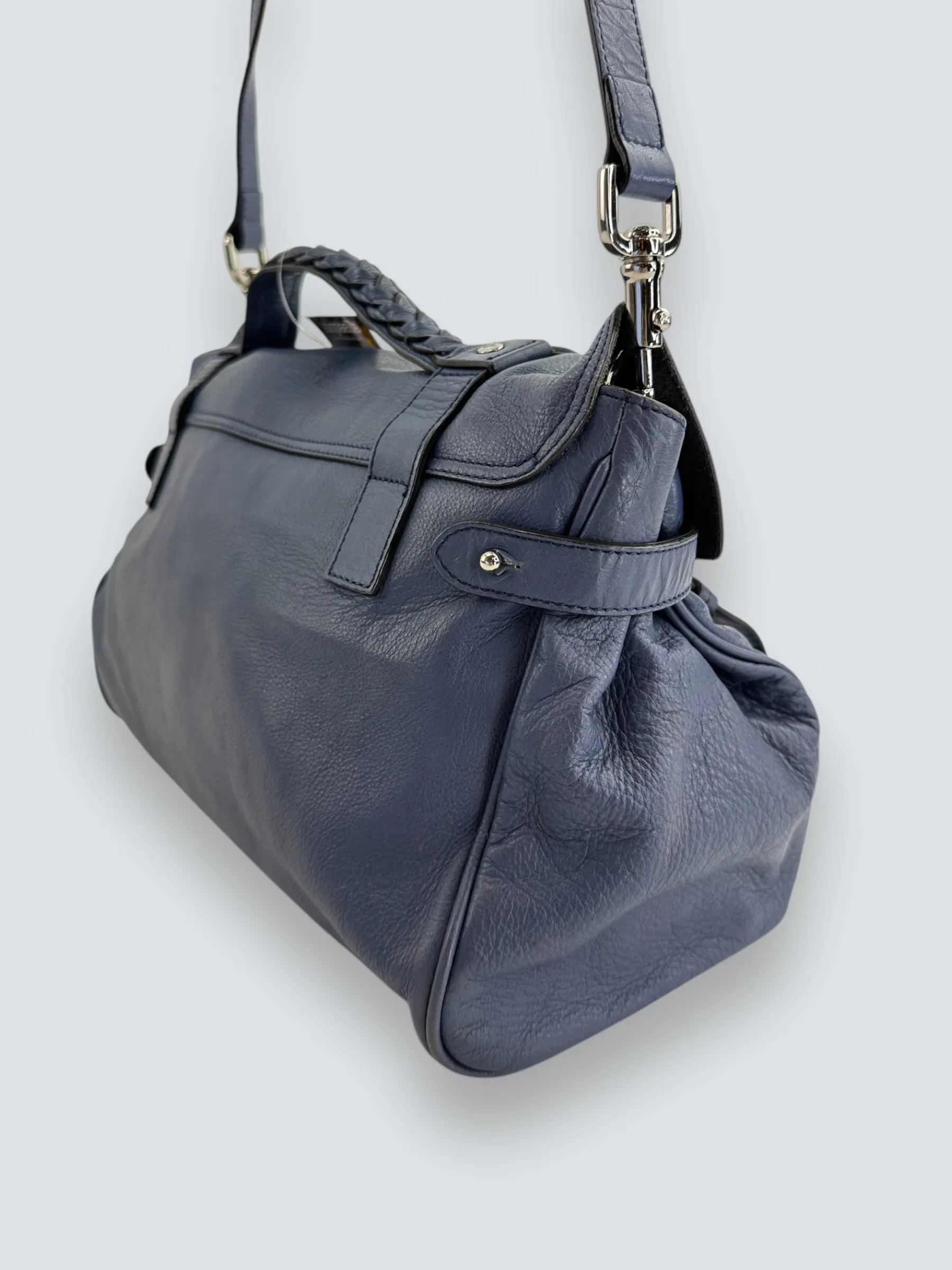 Mulberry Blue Leather Alexa Satchel