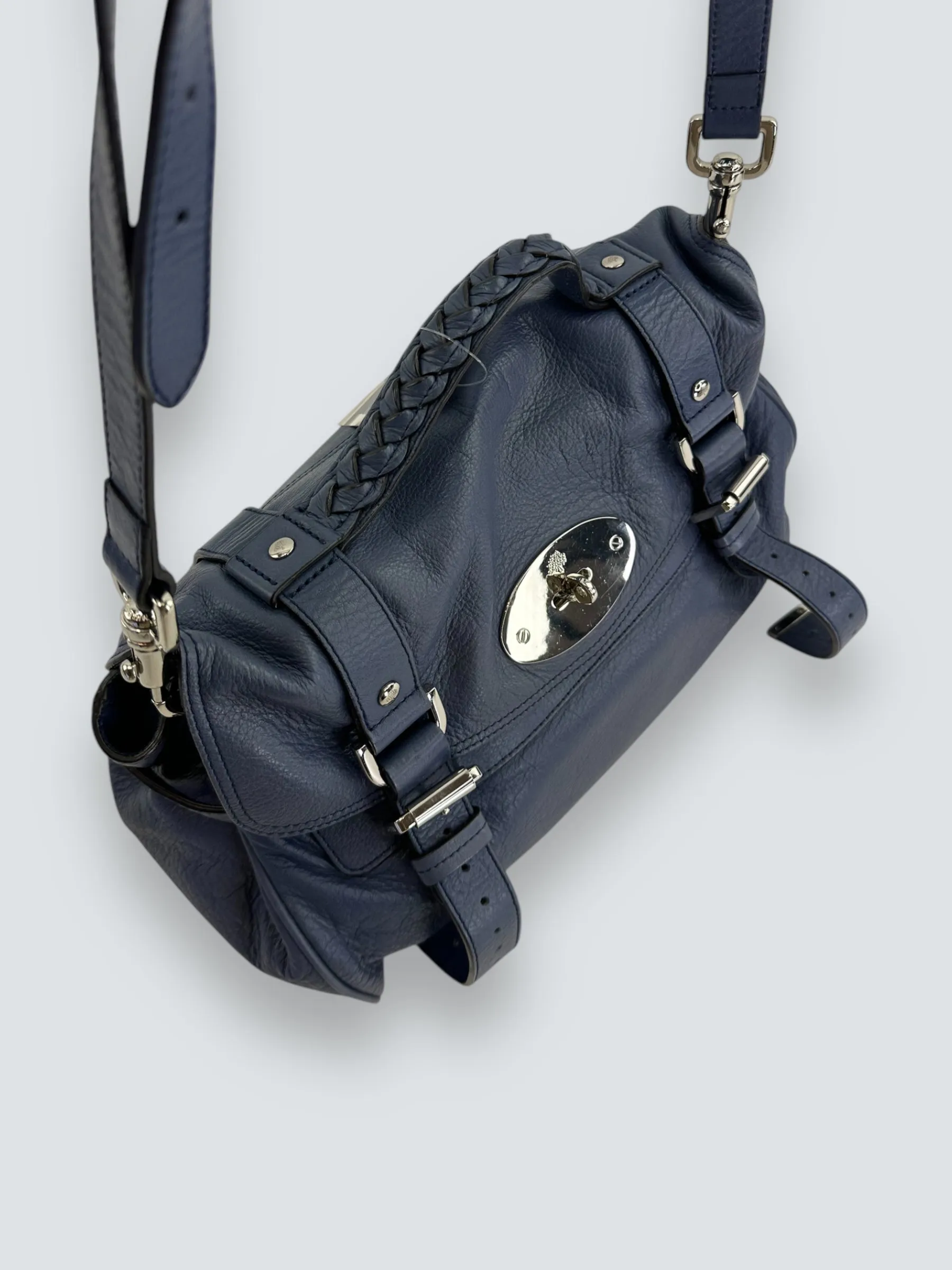 Mulberry Blue Leather Alexa Satchel