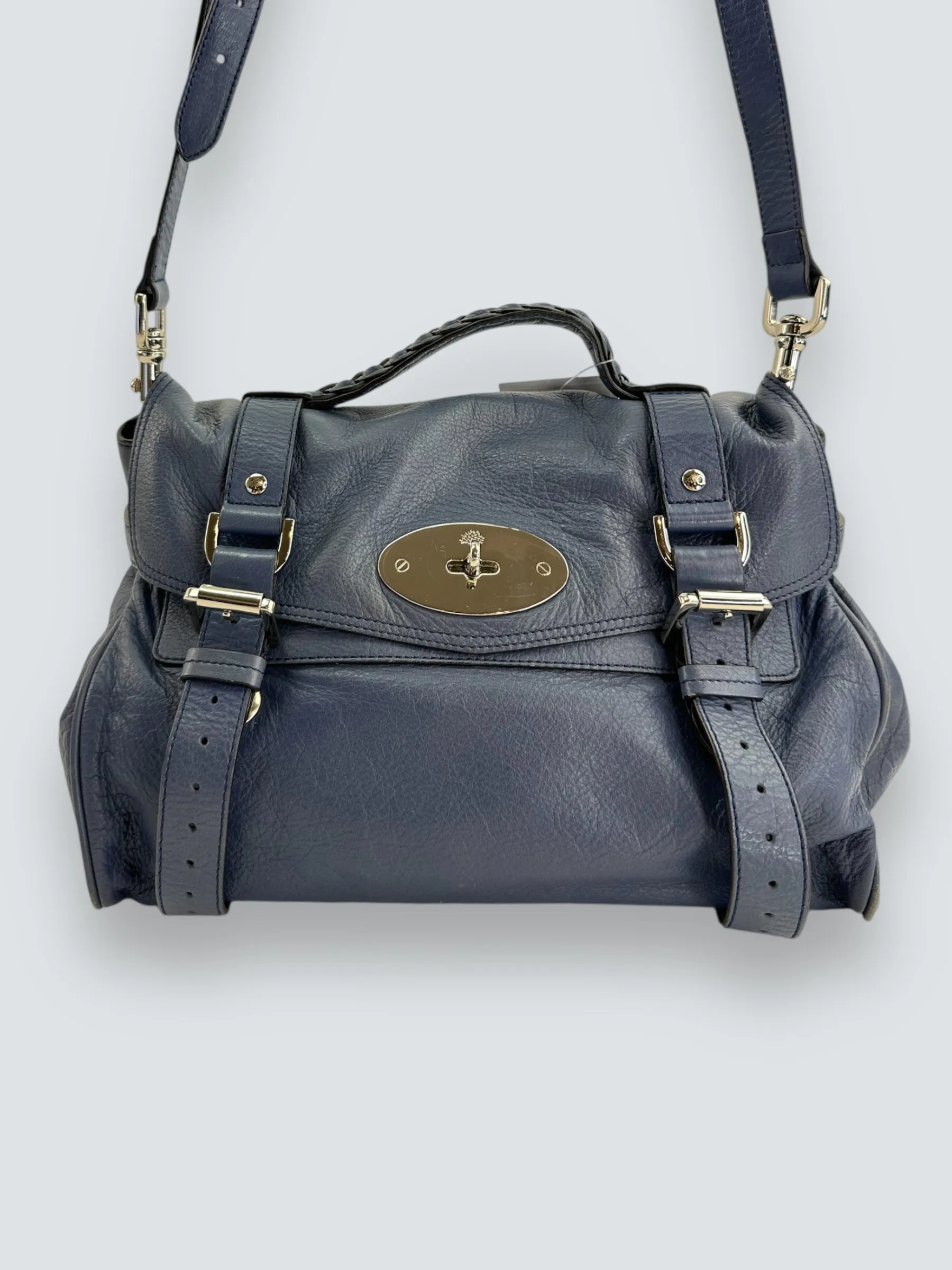 Mulberry Blue Leather Alexa Satchel
