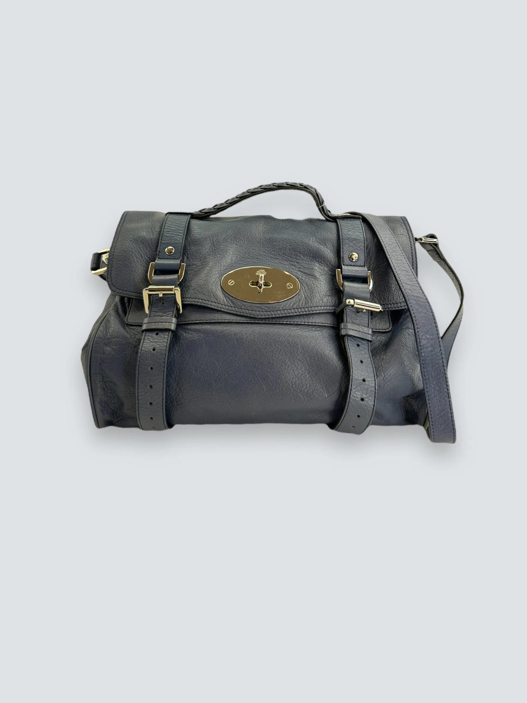 Mulberry Blue Leather Alexa Satchel