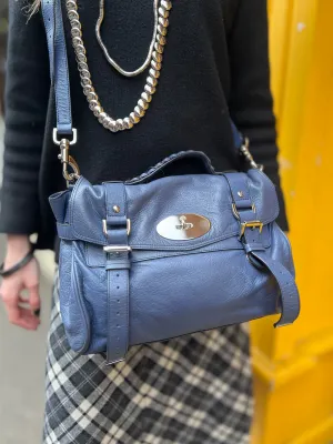 Mulberry Blue Leather Alexa Satchel