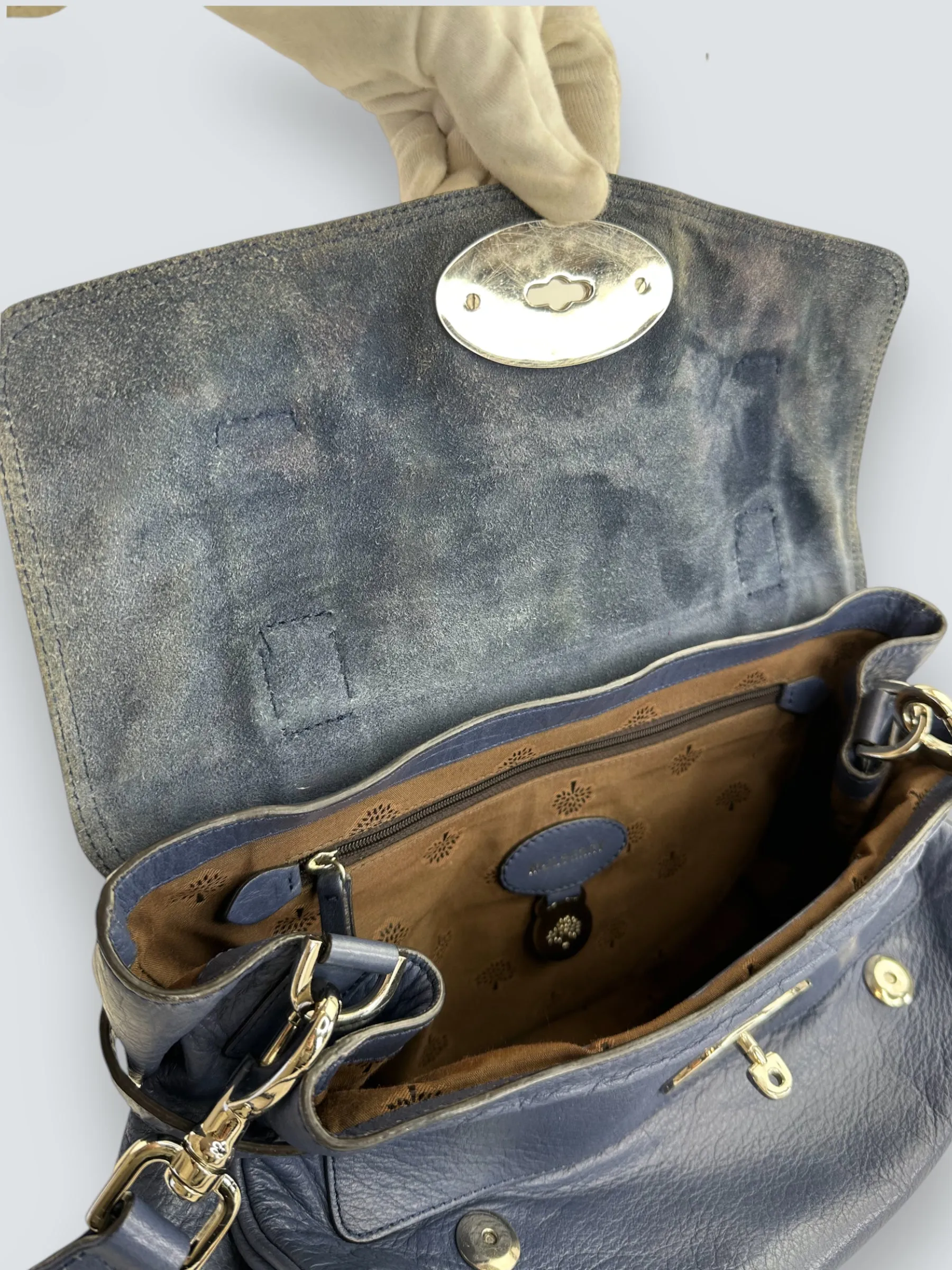 Mulberry Blue Leather Alexa Satchel