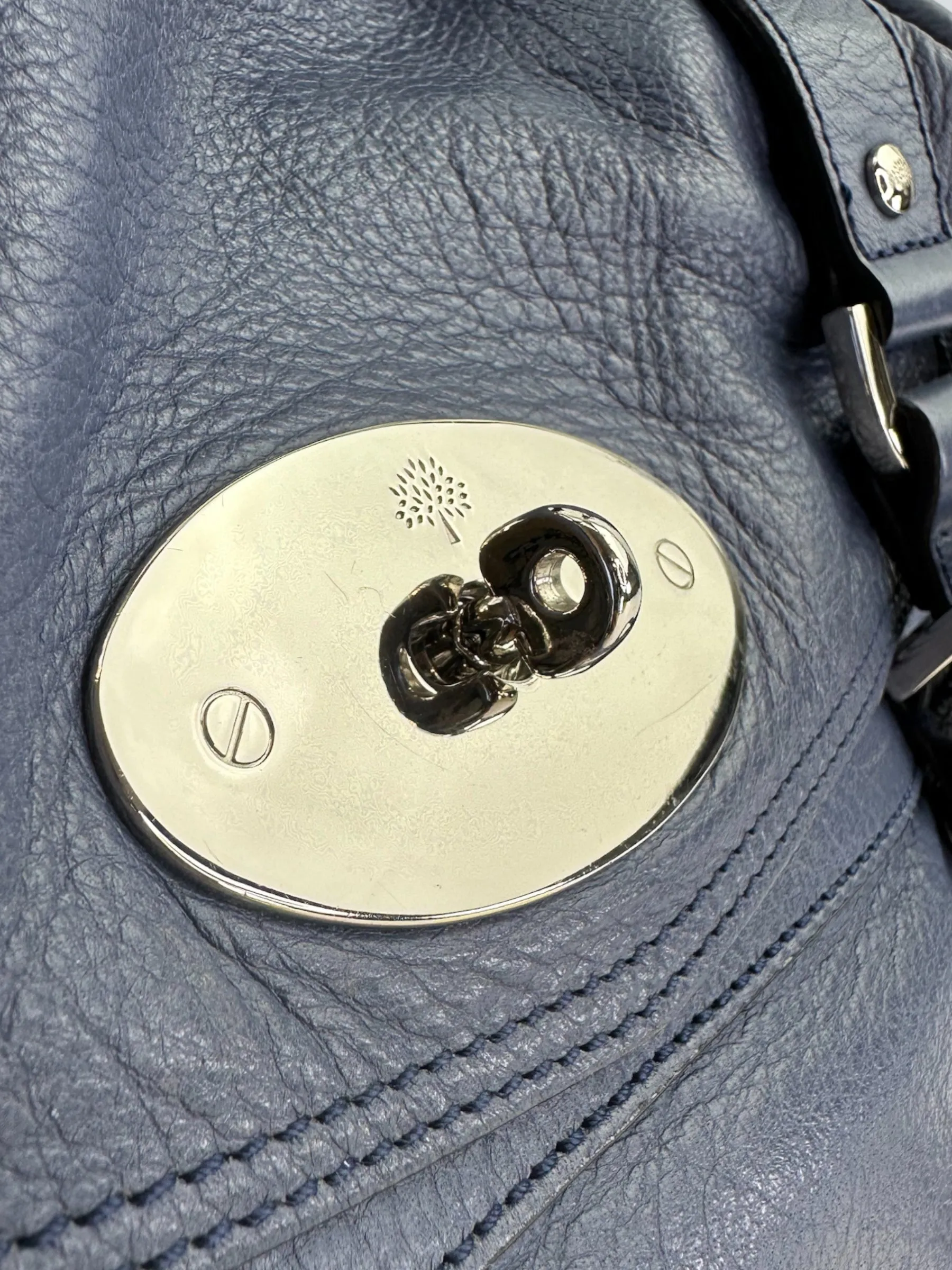Mulberry Blue Leather Alexa Satchel