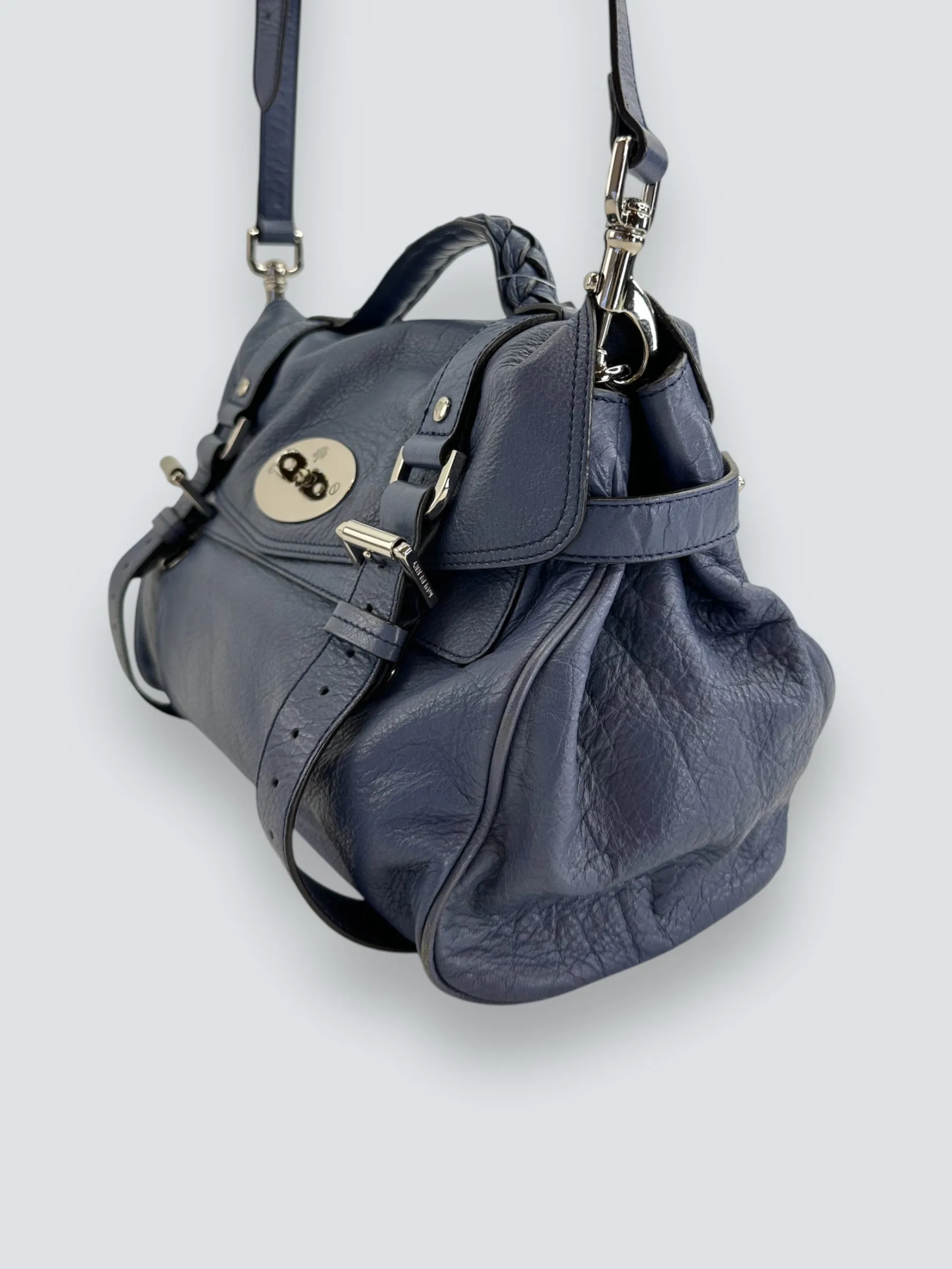 Mulberry Blue Leather Alexa Satchel