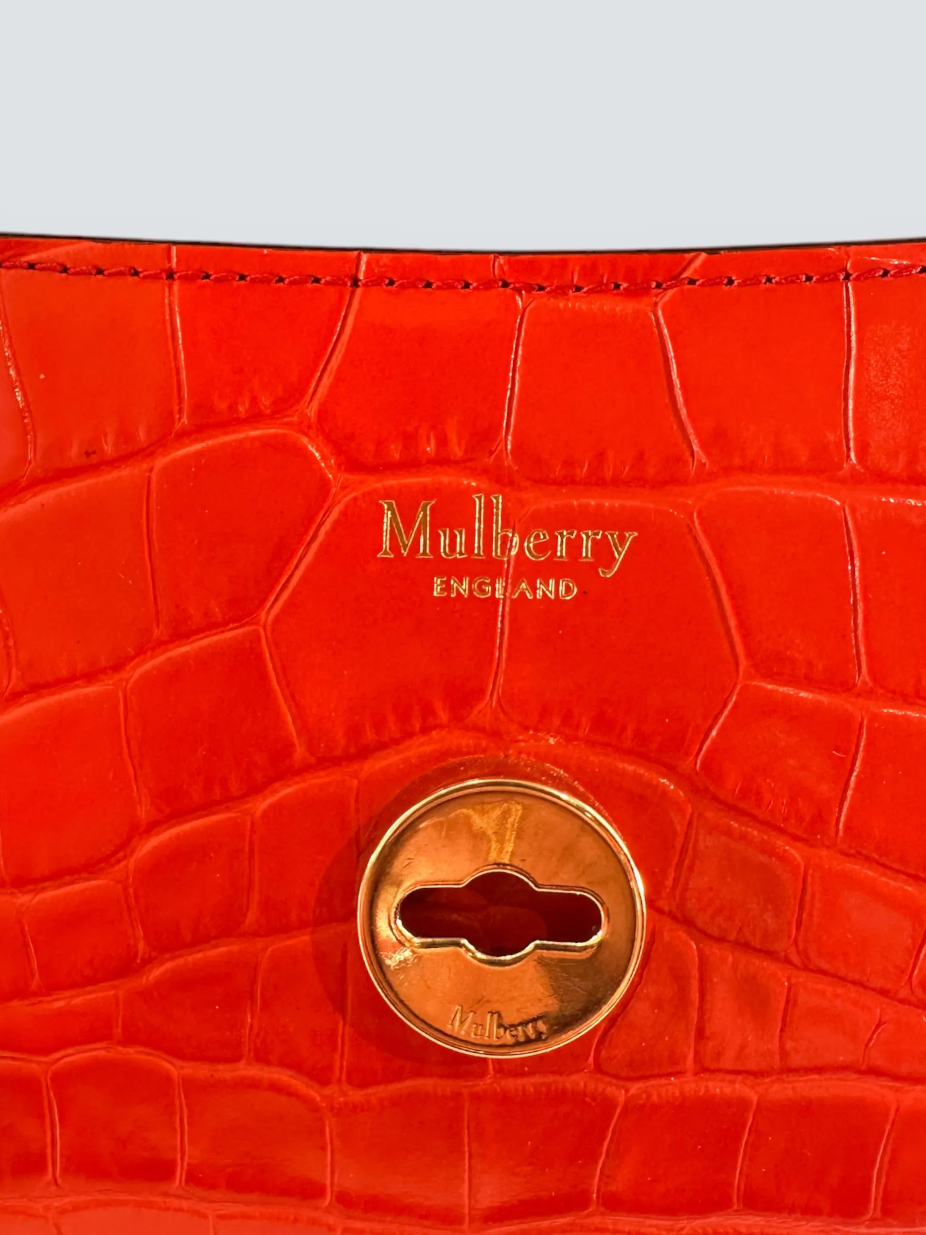 Mulberry Red Croc Print Leather Harlow Satchel