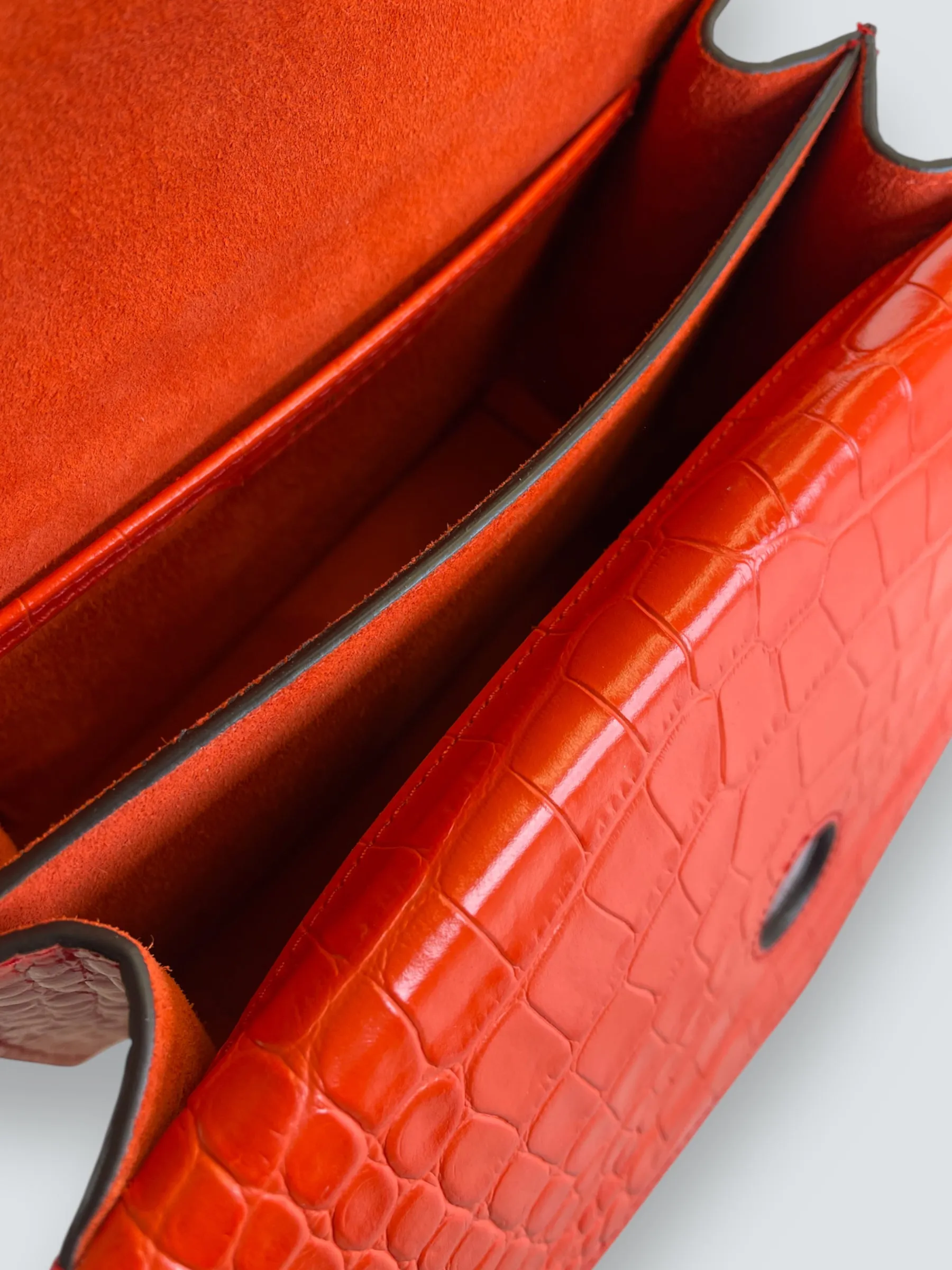 Mulberry Red Croc Print Leather Harlow Satchel