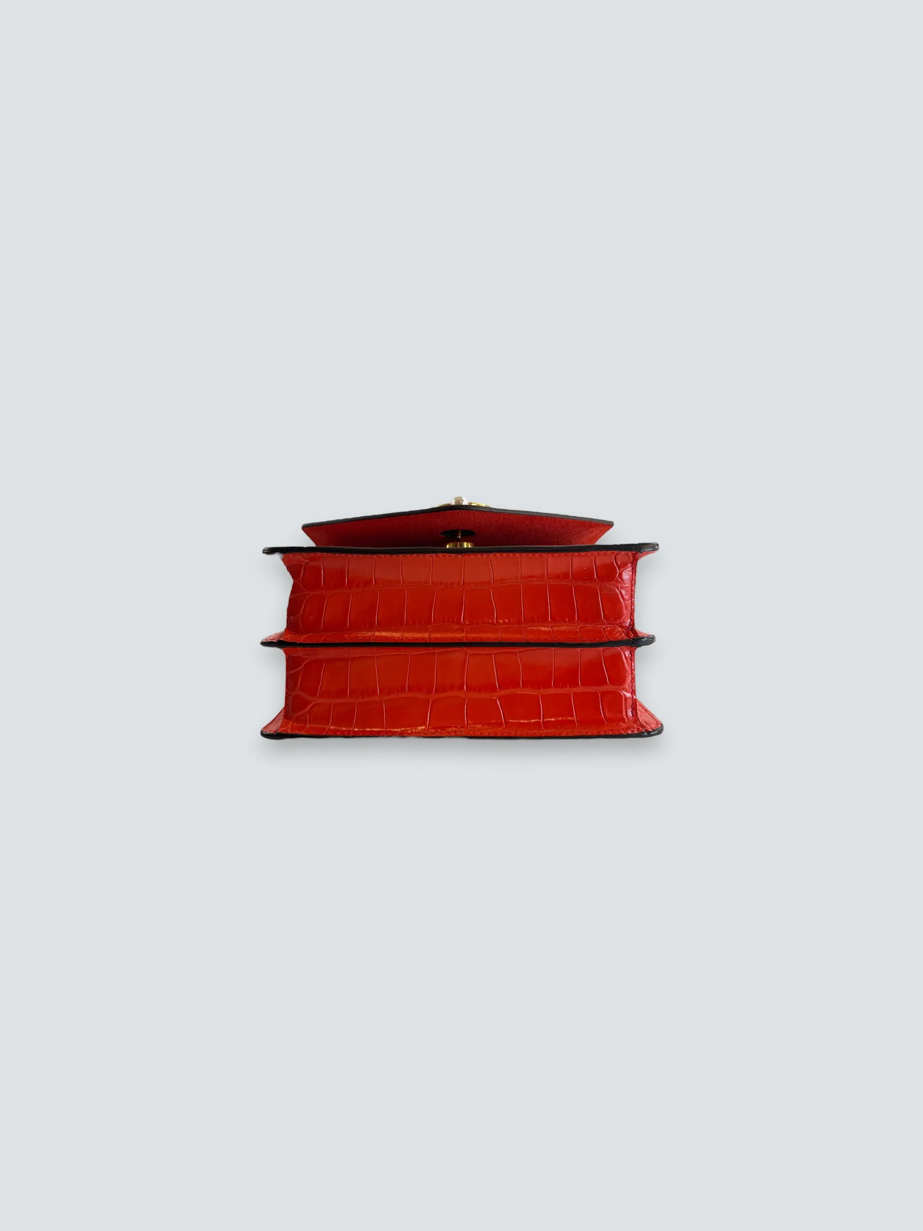 Mulberry Red Croc Print Leather Harlow Satchel
