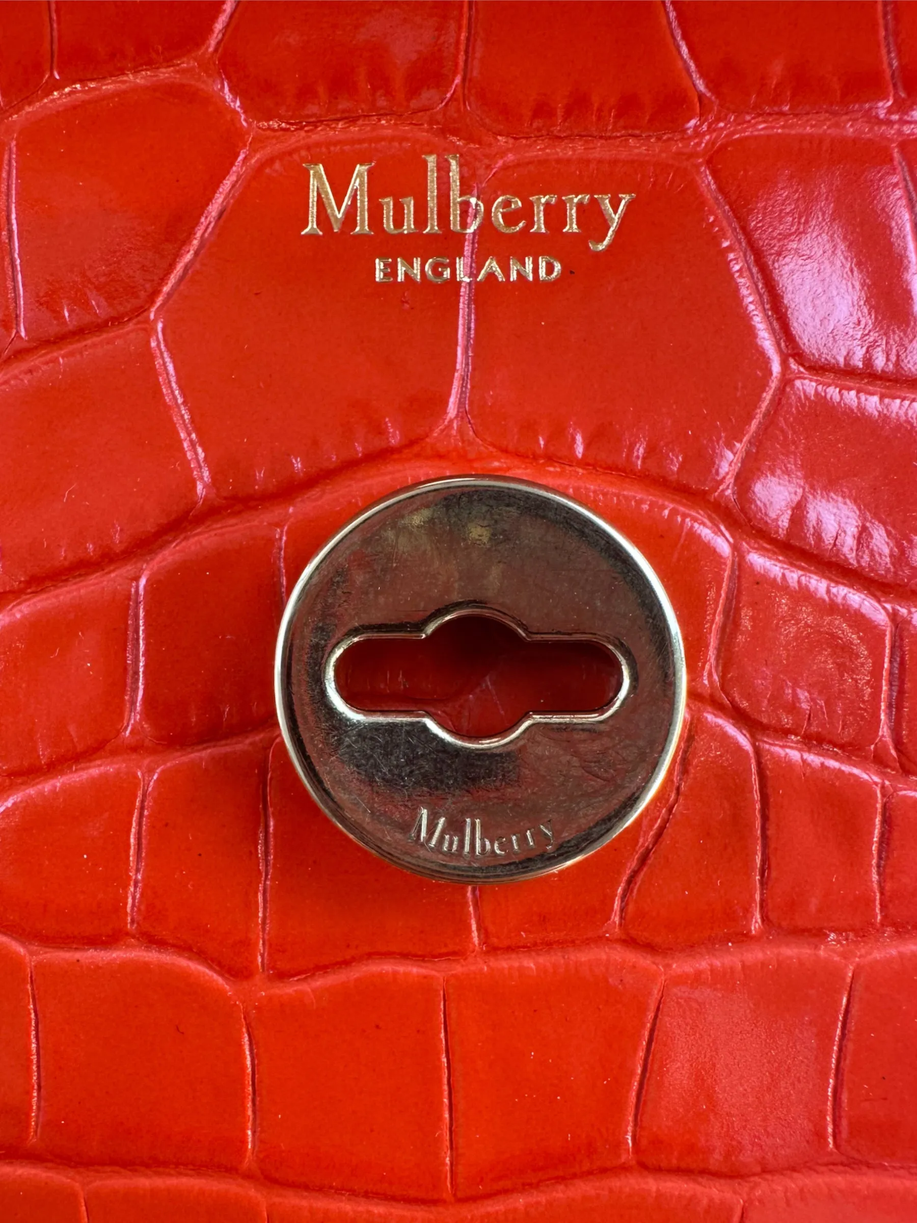 Mulberry Red Croc Print Leather Harlow Satchel