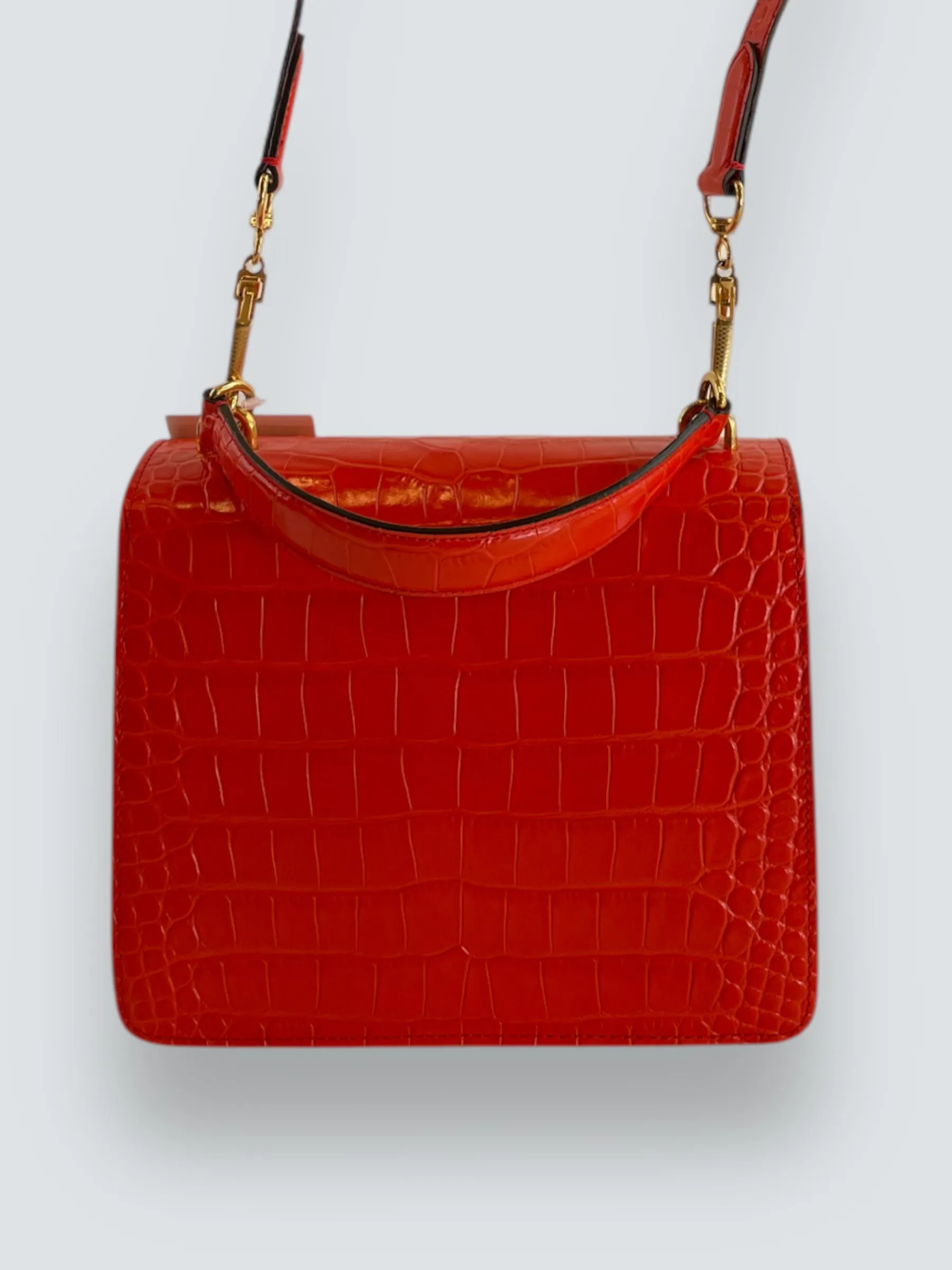 Mulberry Red Croc Print Leather Harlow Satchel