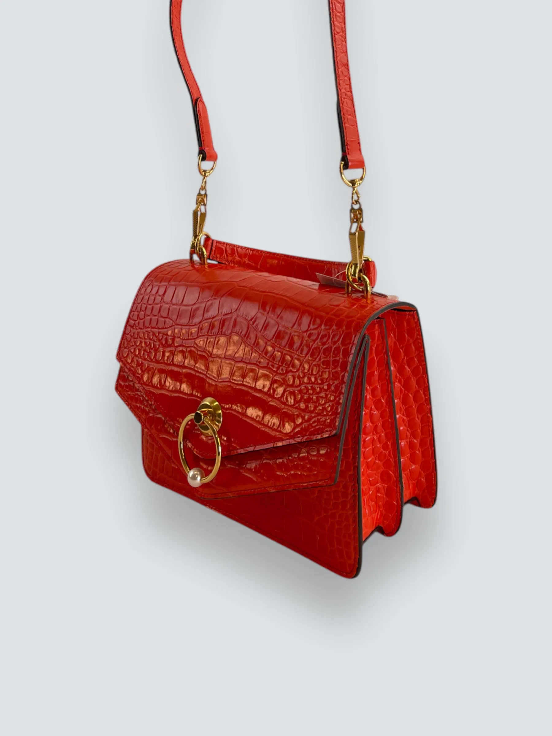 Mulberry Red Croc Print Leather Harlow Satchel