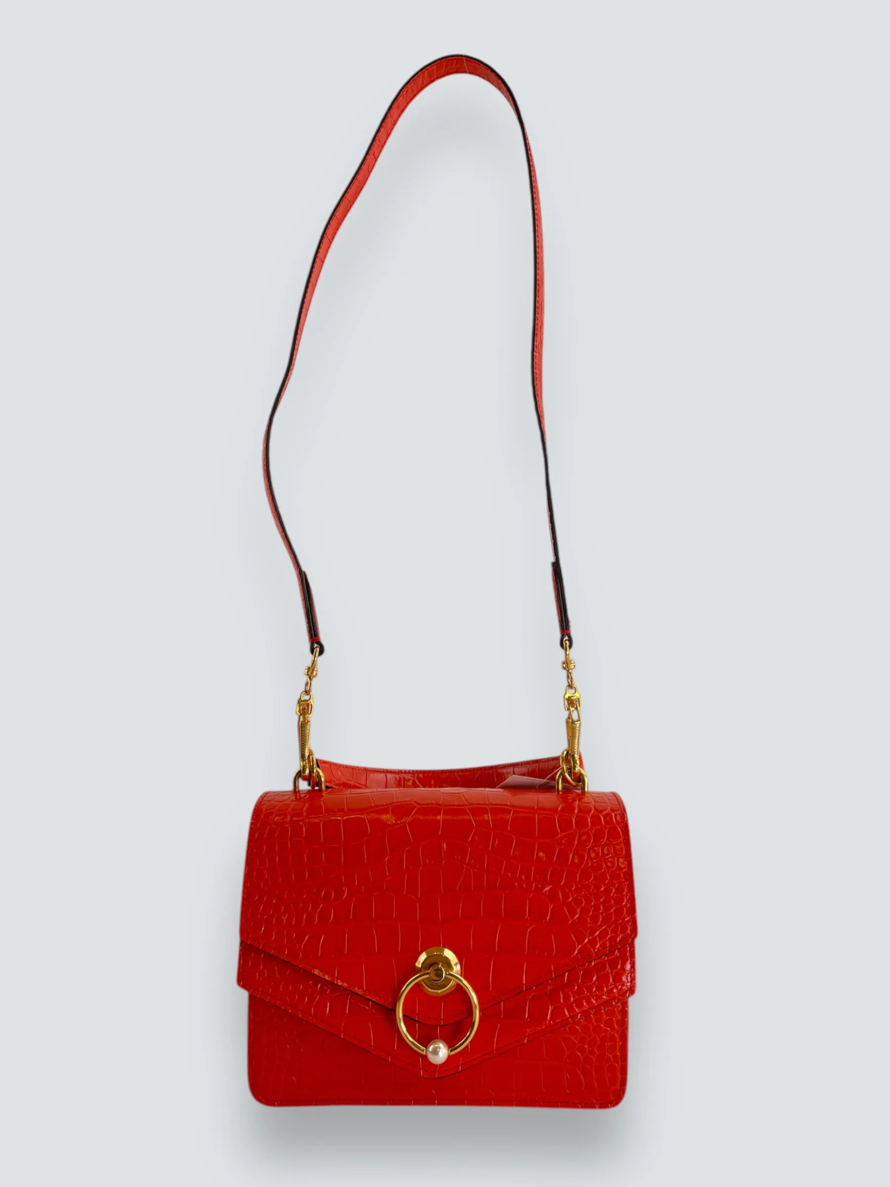 Mulberry Red Croc Print Leather Harlow Satchel