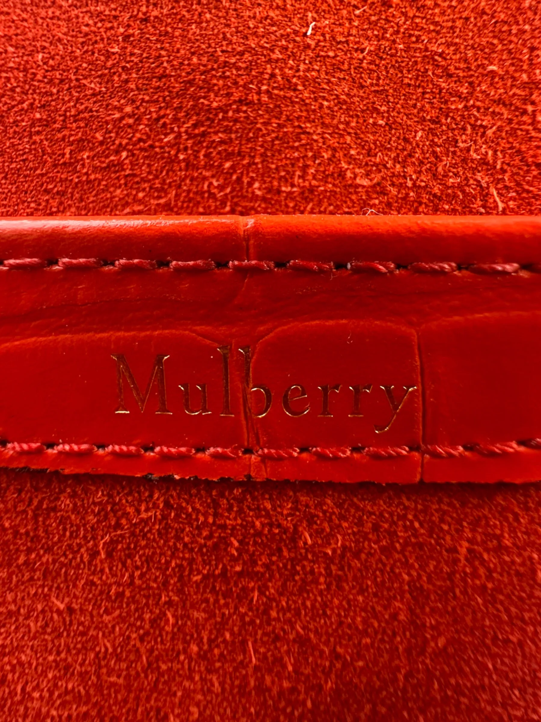 Mulberry Red Croc Print Leather Harlow Satchel