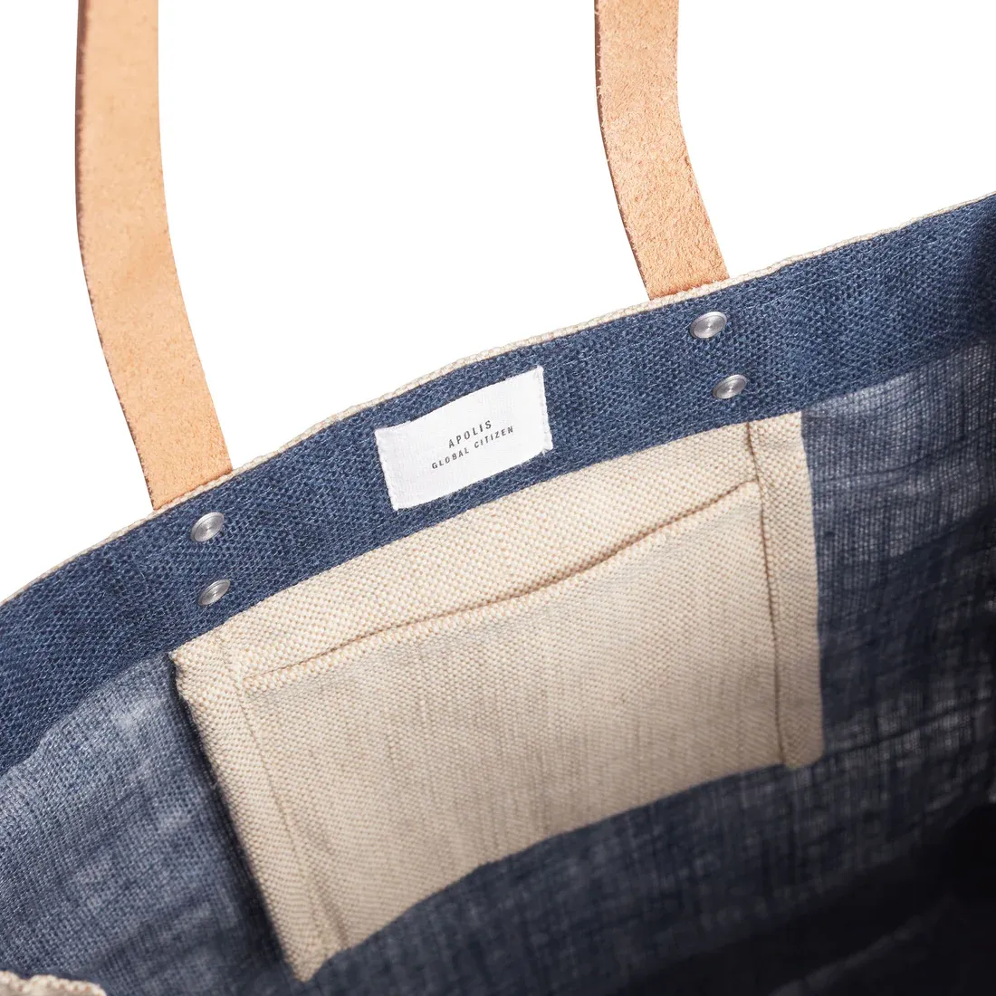 Petite Market Bag in Navy with Adjustable Handle Alphabet Collection
