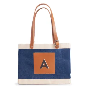 Petite Market Bag in Navy with Adjustable Handle Alphabet Collection