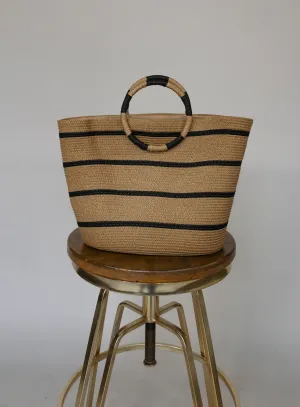 Rafa Striped Straw Tote Bag