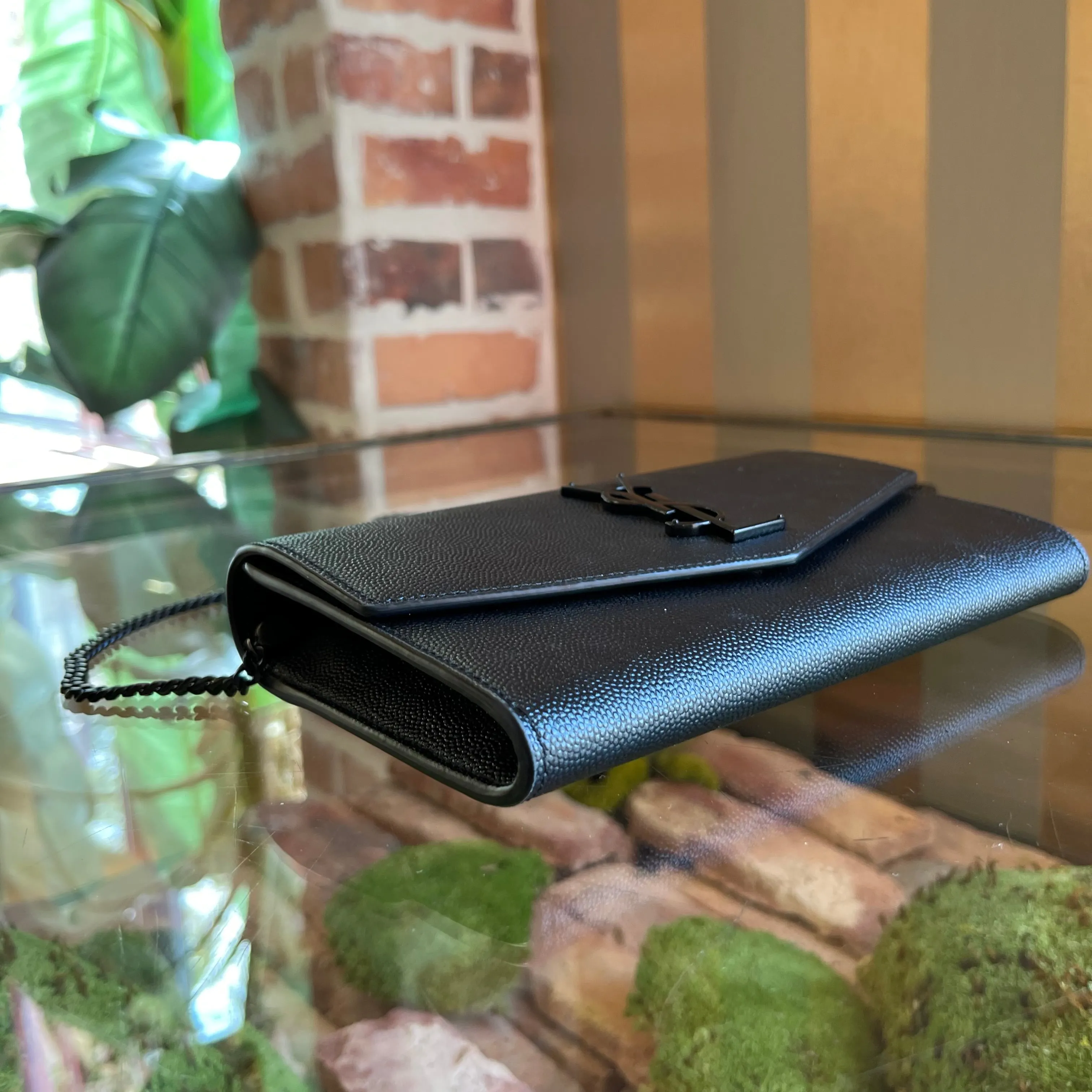 SAINT LAURENT Uptown Grain De Poudre YSL Clutch